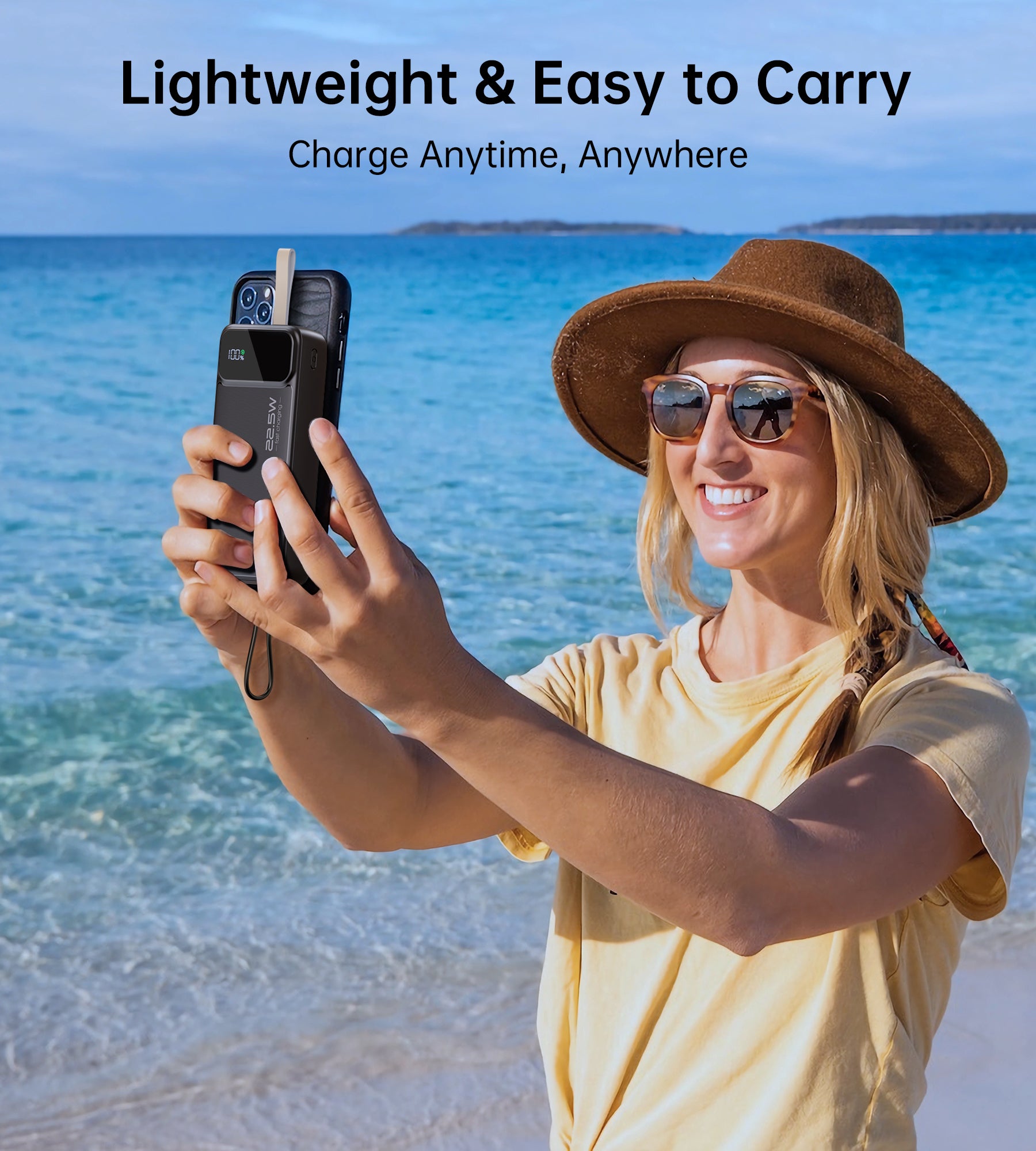 30000mAh Portable Charger Power Bank - 22.5W Fast Charging USB C & Dual USB A Outputs, High Capacity External Battery Pack for iPhone, Android, iPad, Laptop - Perfect for Travel, Camping & Emergency Backup (Black)
