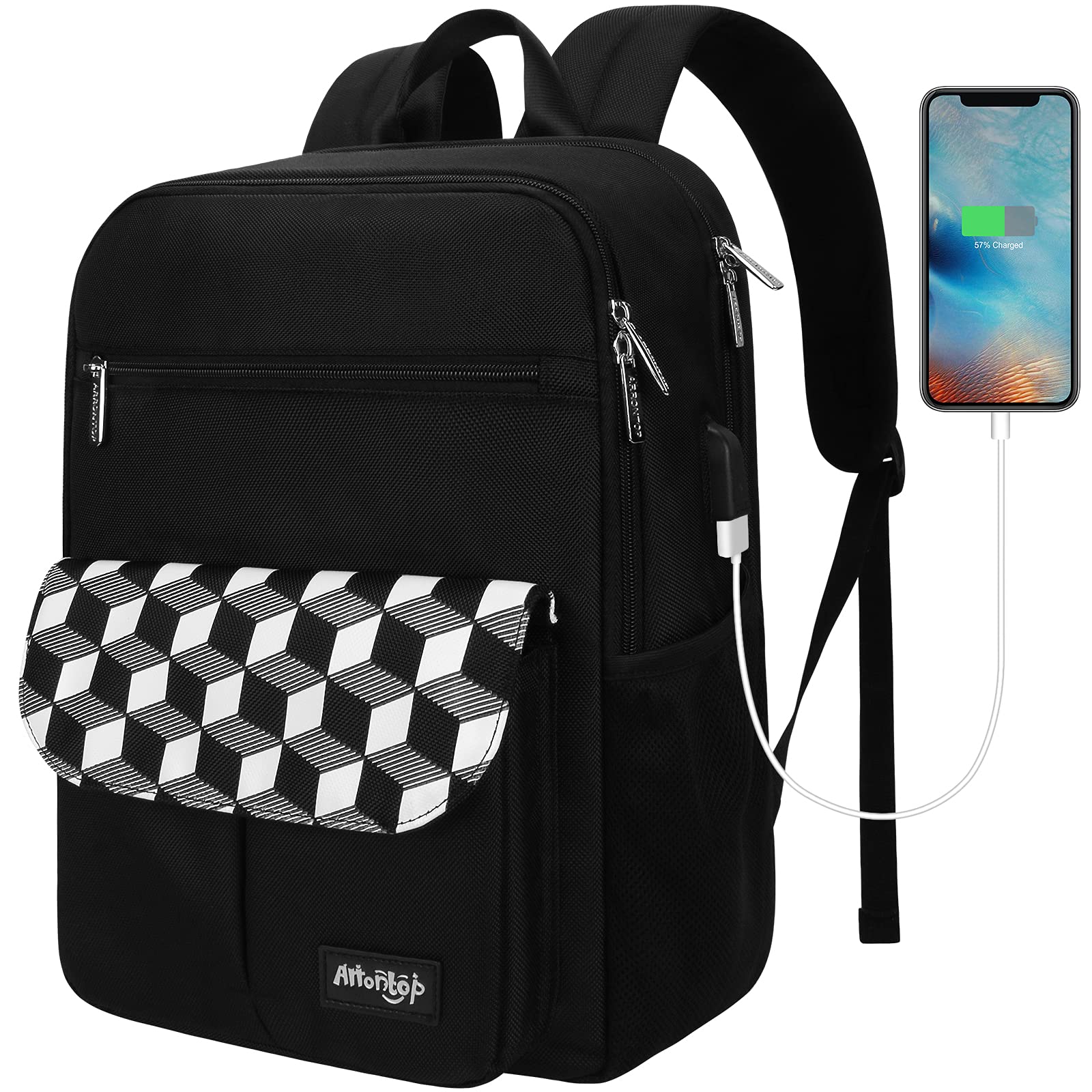 Stylish 15.6 Inch USB Charging Laptop Backpack for Women & Men - Anti-Theft Waterproof Travel Bag, Durable School & Work Backpack - Perfect for Commuting, College, Business Trips & Daily Use