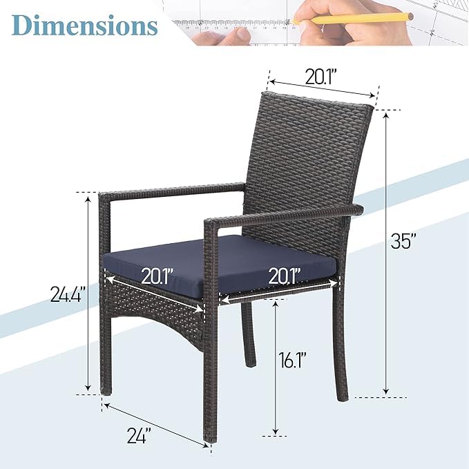 MFSTUDIO 7-Piece Outdoor Wicker Patio Dining Set for 6 - Expandable Rattan Table & Chairs - Weather-Resistant Garden Furniture for Backyard, Poolside & Outdoor Entertaining