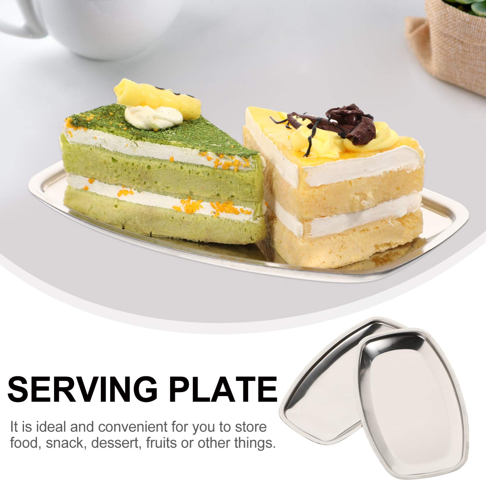 Hemoton 2-Piece Stainless Steel Appetizer Serving Tray Set - Oval Metal Towel & Napkin Holder, Pasta Plate, Trinket Dish - Perfect for Kitchen, Dining Table, Party & Home Decor