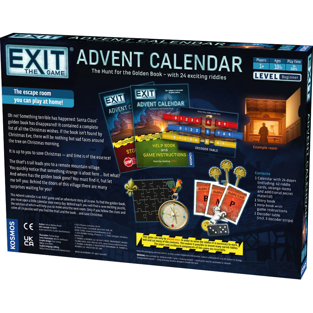 EXIT: The Hunt for the Golden Book - Advent Calendar Escape Room Game for Adults & Teens | Holiday Family Game Night & Christmas Party Activity