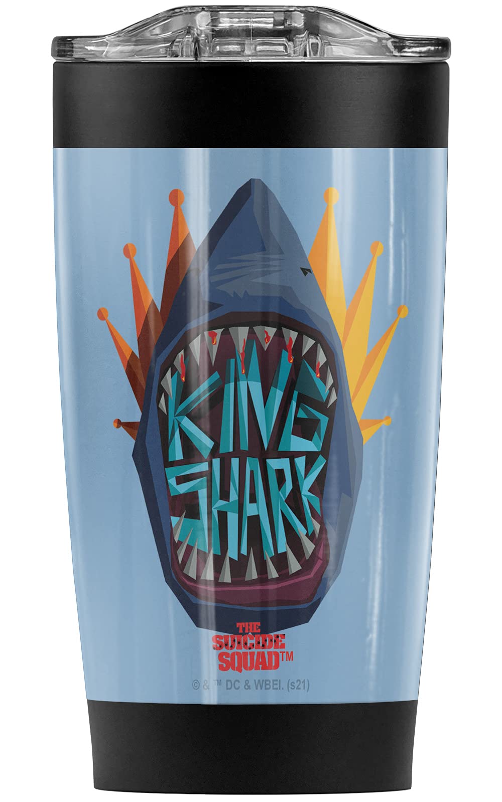 Suicide Squad 2 King Shark Stainless Steel Tumbler 20oz - Vacuum Insulated Double Wall Coffee Travel Mug with Leakproof Sliding Lid - Keeps Hot & Cold Beverages Perfect Temperature - Ideal for Office, Gym, Camping & Road Trips