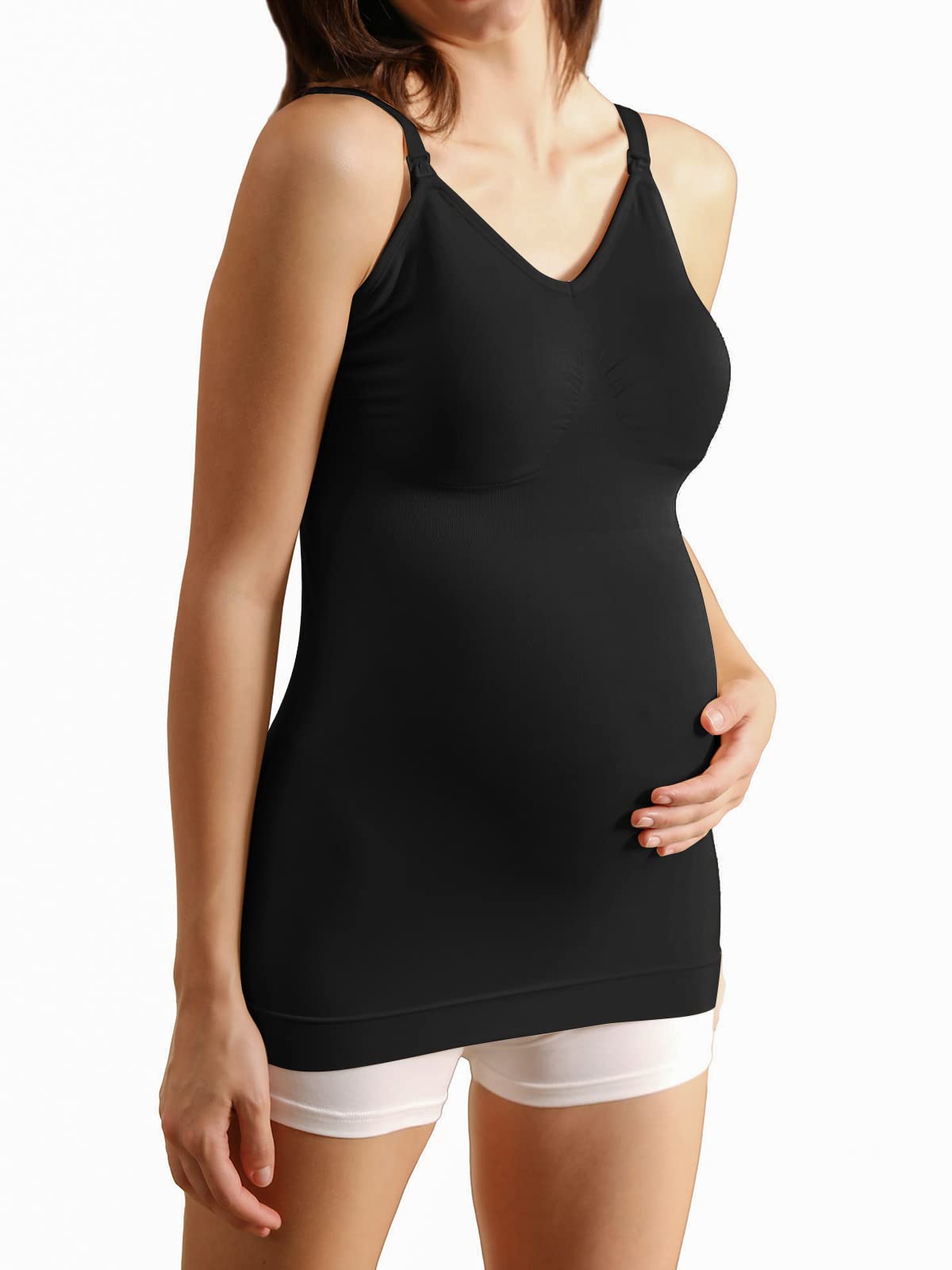 3Pcs Women's Maternity Nursing Tank Tops with Built-in Bra - Adjustable Straps Breastfeeding Cami for Comfortable Nursing & Pregnancy | Perfect for Daily Wear, Work & Mother-Baby Bonding Time