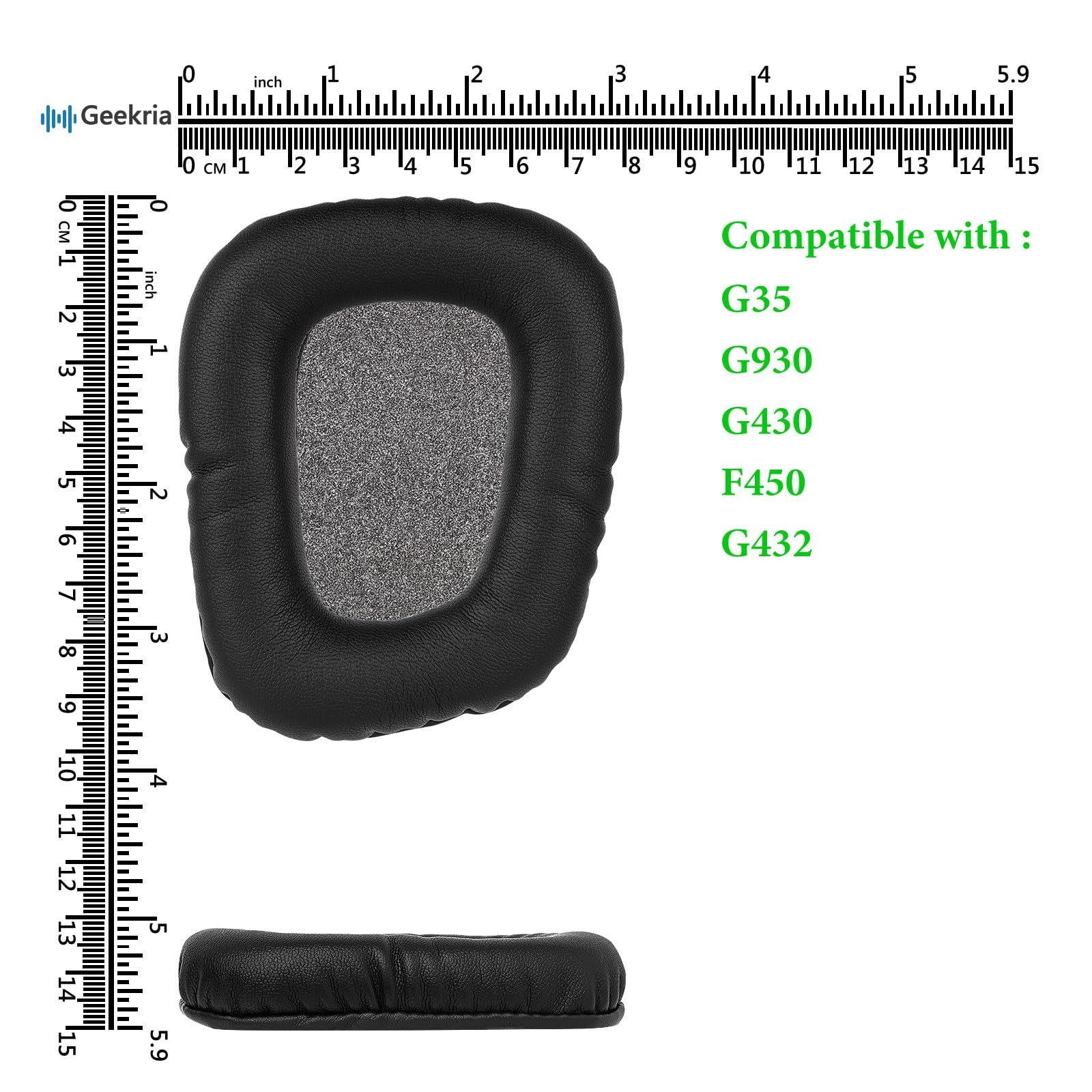Geekria QuickFit Replacement Ear Pads for Logitech G35 G930 G430 F450 Headphones - Premium Memory Foam Ear Cushions & Headset Earpads - Comfortable Gaming & Office Use (Black)