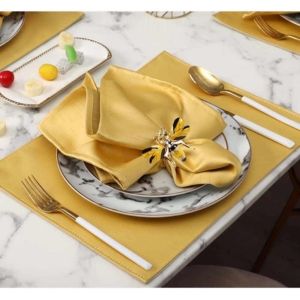 Bee Napkin Rings Set of 4 - Halloween Thanksgiving Table Decor for Dinner Parties & Events