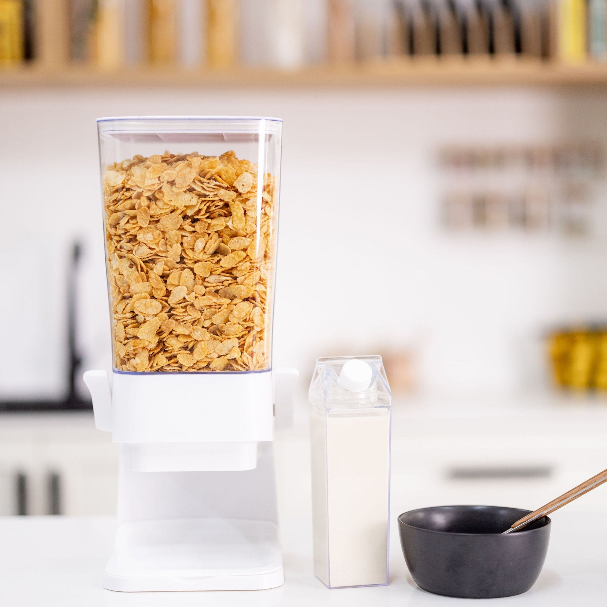 Stainless Steel Cereal Dispenser with Easy Pour Spout - Perfect for Breakfast, Snacks & Kitchen Organization