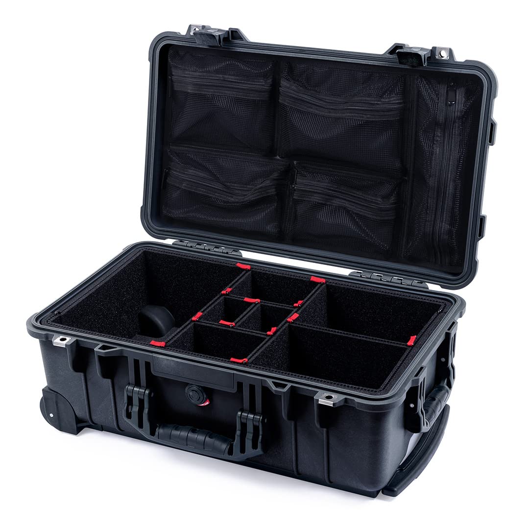 Pelican 1510 Black Hard Case with TrekPak Dividers & Mesh Lid Organizer - Waterproof Protective Gear for Cameras, Drones, and Electronics - Perfect for Travel, Outdoor Adventures, and Professional Use
