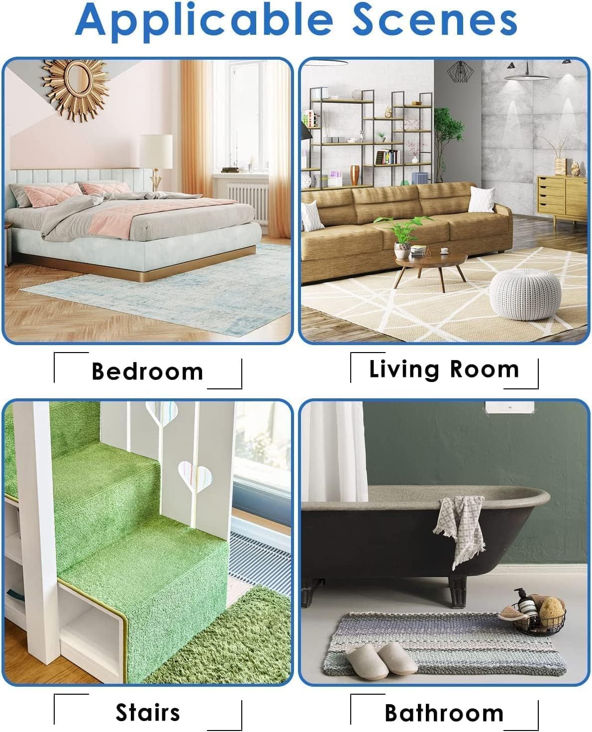 Non-Slip Rug Pads Grippers - Premium Anti-Skid Rug Underlay for Hardwood Floors & Tile - Perfect for Living Room, Bedroom & High-Traffic Areas