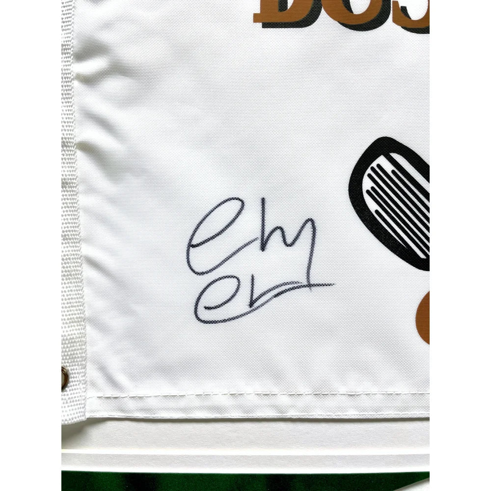 Chevy Chase Autographed Caddyshack Movie Memorabilia - Signed Flag Frame Collage with COA & Bushwood Pin - Perfect for Golf Fans & Movie Collectors - Home Theater Decor, Man Cave Gift, Sports Bar Display