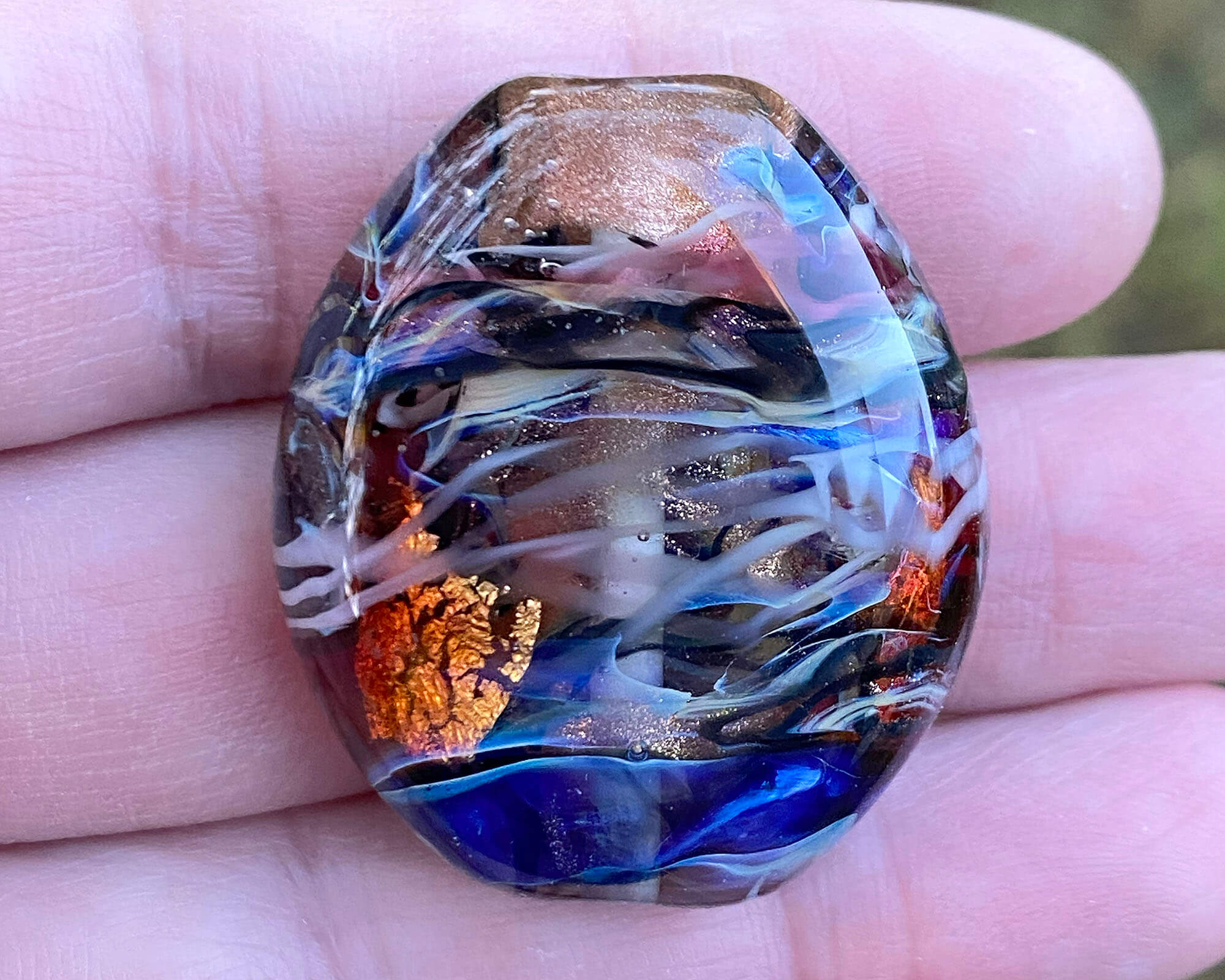 Handmade Serendipity Blue Lampwork Glass Focal Bead - SRA Certified Artisan Jewelry Component for Necklaces, Bracelets & DIY Craft Projects