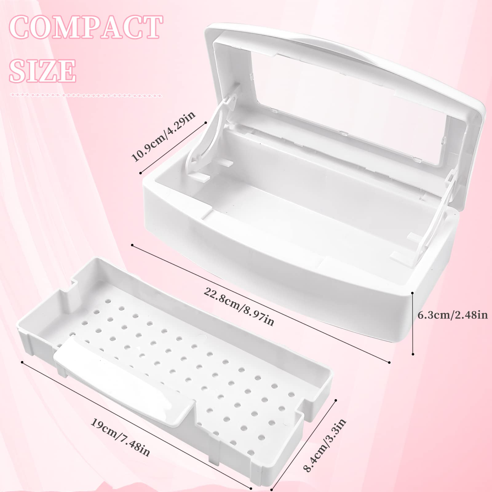 UV Nail Tool Sterilizer Box - Professional Plastic Sterilization Tray for Nail Salon, Spa & Beauty Equipment - Sanitizing Storage Organizer for Tweezers, Eyelash Extensions & Manicure Tools (White) - Perfect for Salon Hygiene & Home Nail Care