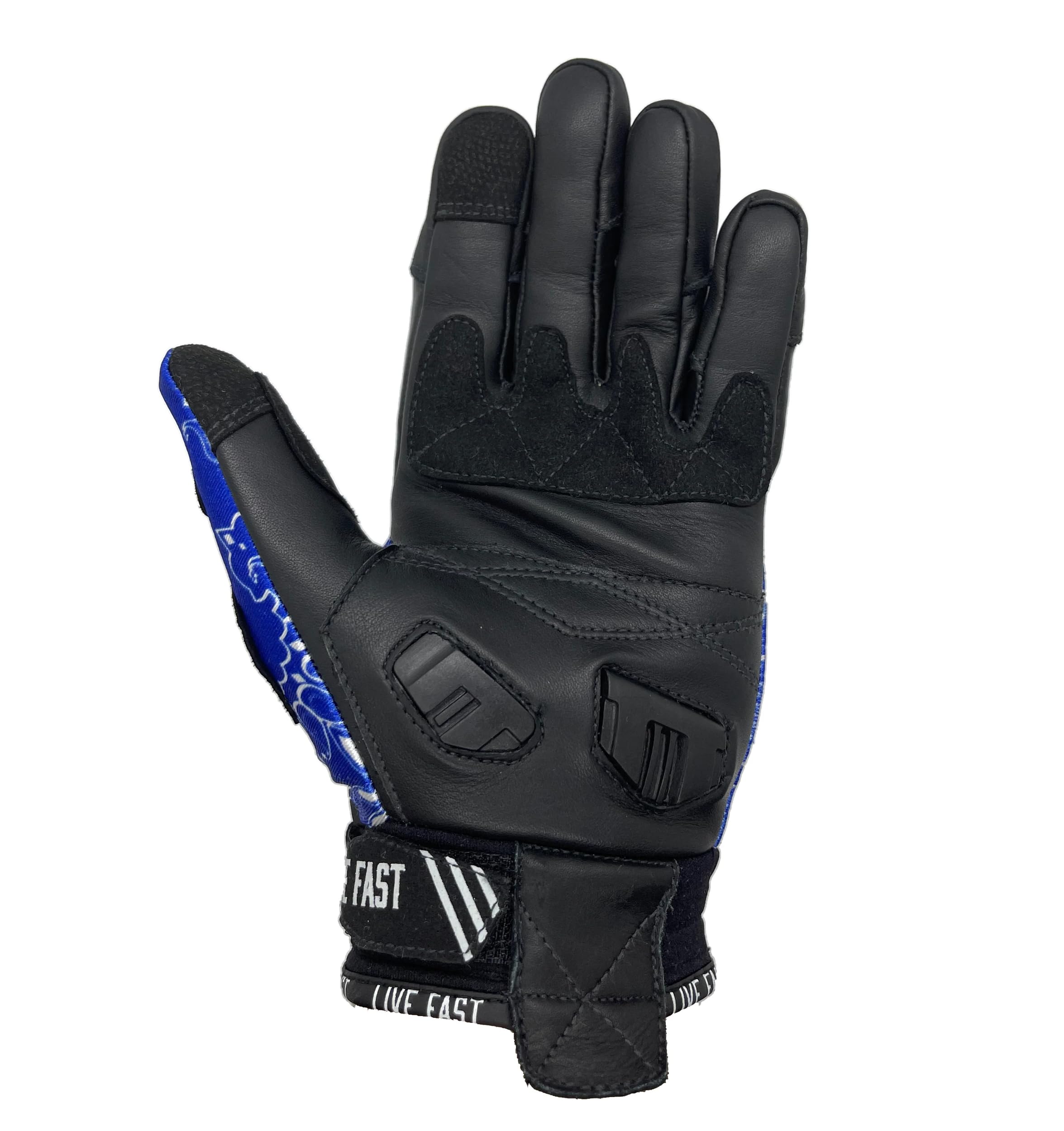 Blue Paisley Live Fast Motorcycle Gloves - Breathable & Protective Riding Gloves for Men & Women - Perfect for Cruiser, Sport Bike & Street Motorcycle Riding