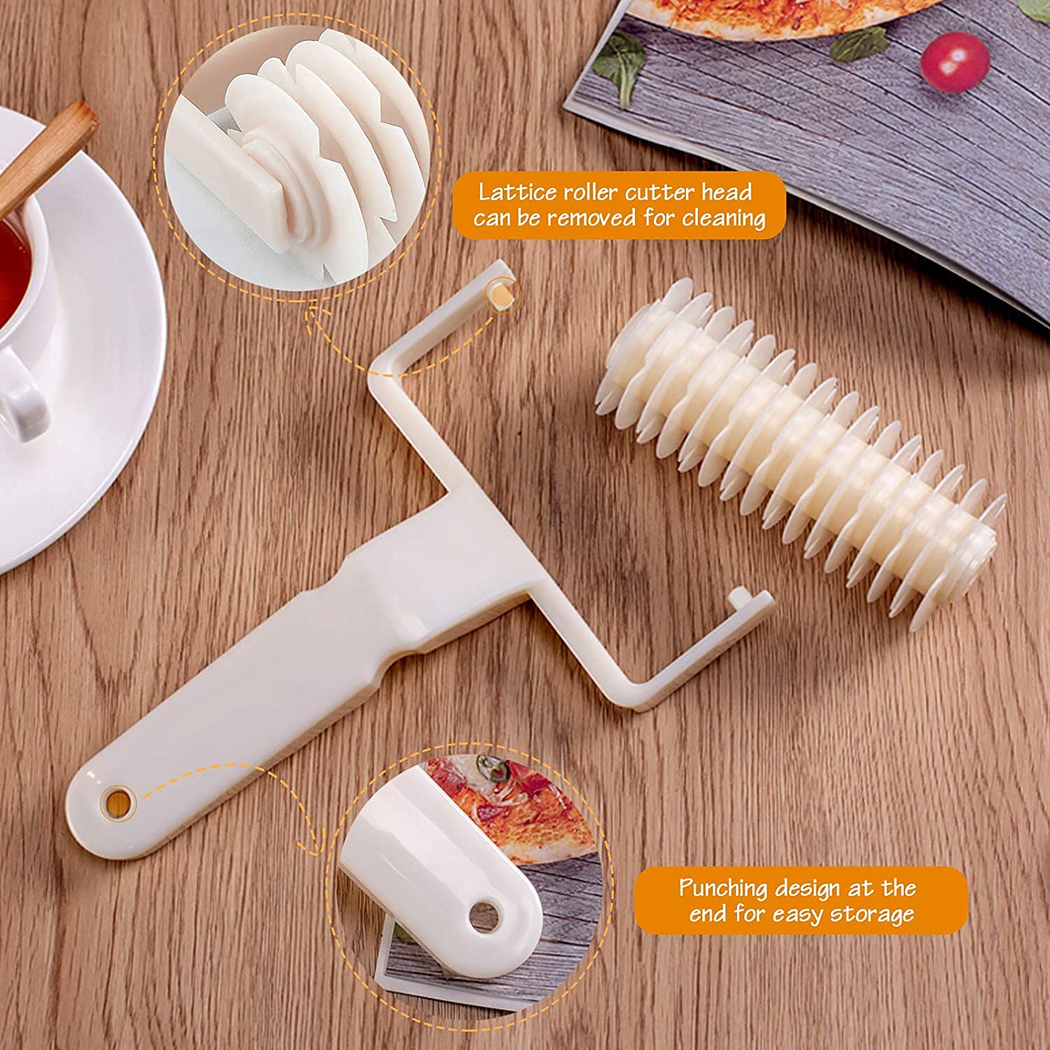 Lattice Roller Cutter for Baking - Plastic Dough Cutter Tool for Pie Crust, Pizza, Cookies & Pastry | Perfect for Homemade Pies, Biscuits & Pizza Dough | Essential Baking Tool for Home Bakers & Kitchen