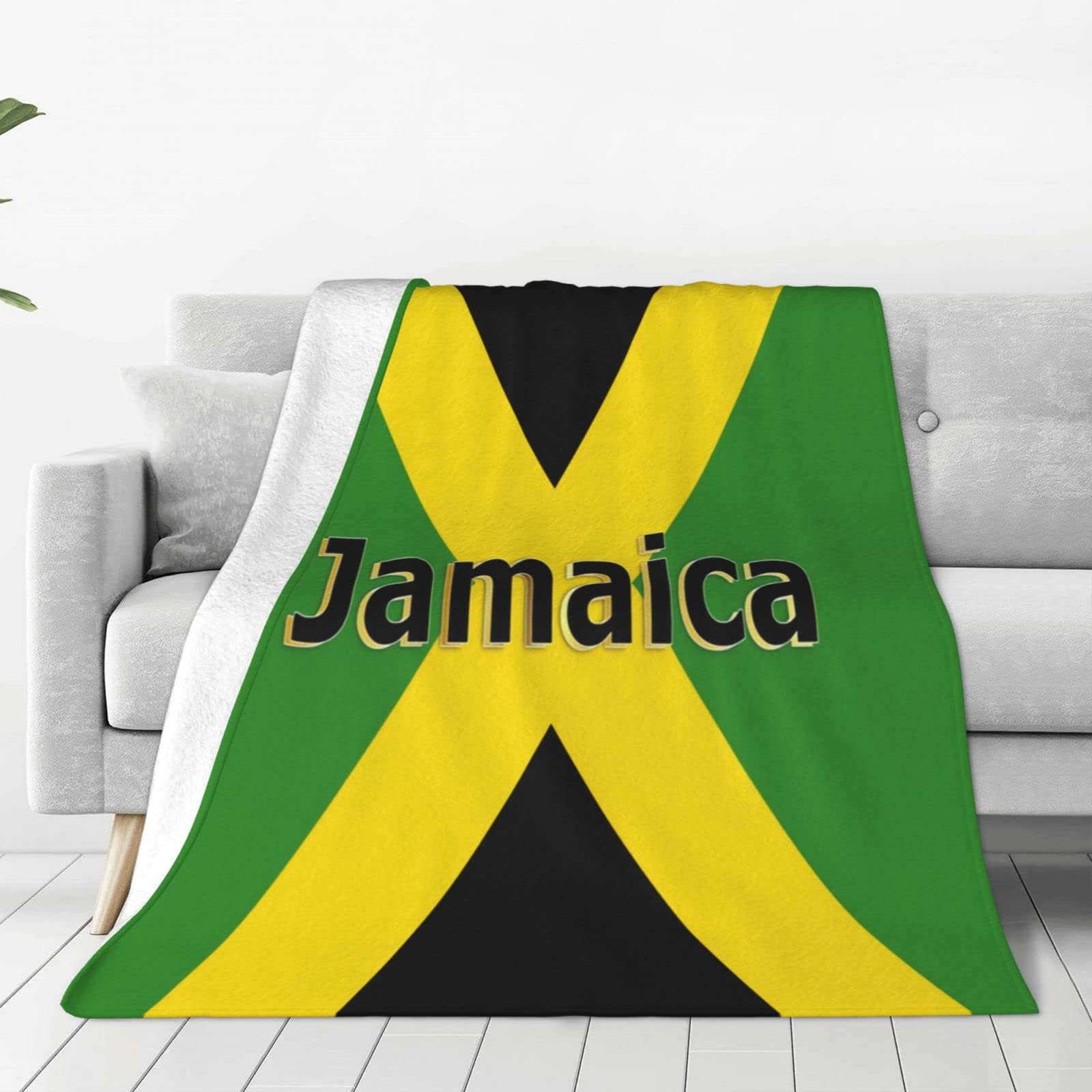 Retro Jamaican Flag Fleece Throw Blanket - Soft, Cozy & Warm 80