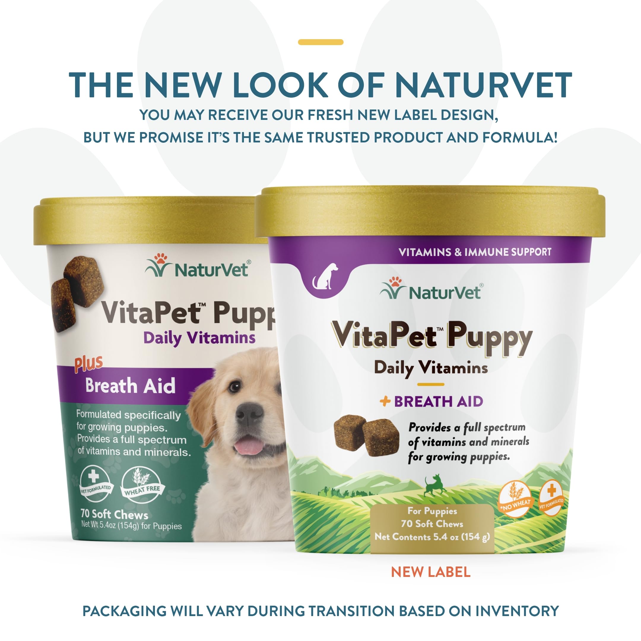 NaturVet VitaPet Puppy Daily Vitamins for Dogs with Breath Aid - Essential Vitamins, Minerals, Amino & Fatty Acids - 70 Soft Chews for Puppy Health & Fresh Breath - Perfect for Growing Puppies & Daily Nutrition Support
