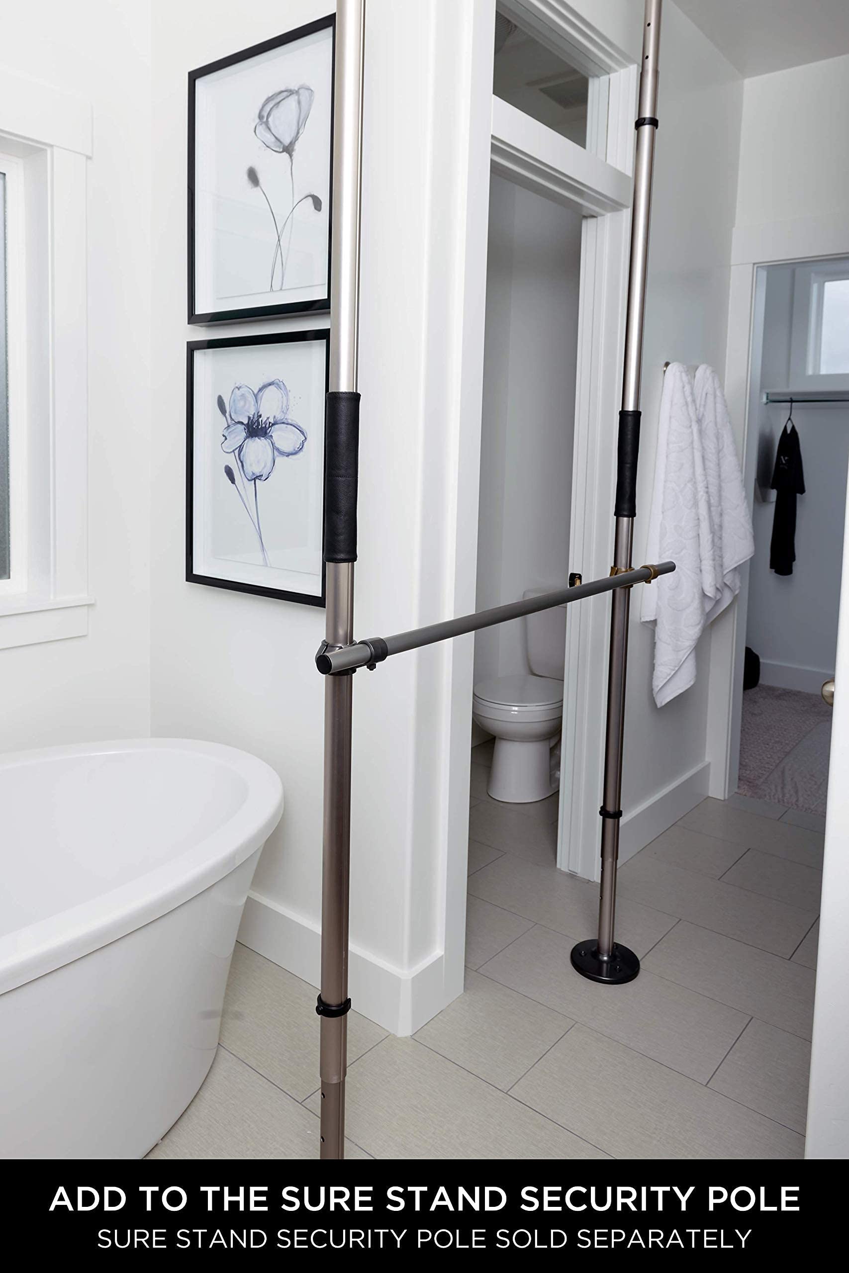 Signature Life Horizontal Grab Bar Accessory - Compatible with Signature Life Sure Stand Pole, Graphite - Bathroom Safety Handle for Seniors & Disabled - Ideal for Showers, Toilets & Bathtubs