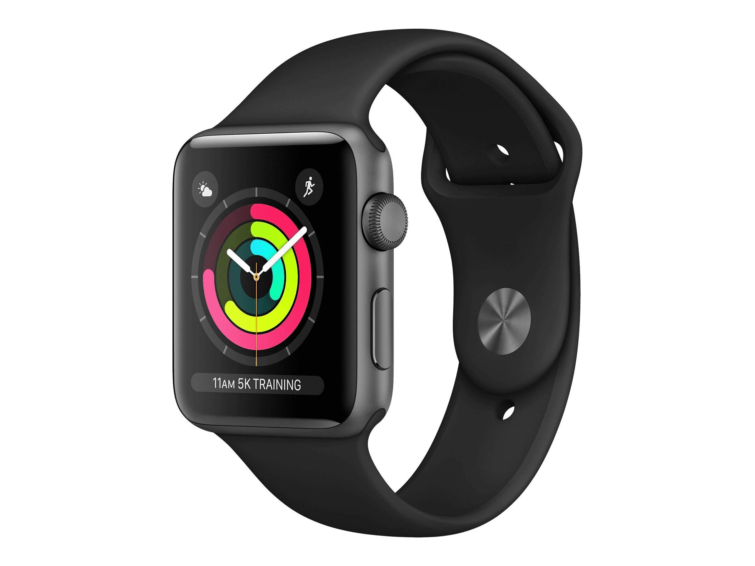 Apple Watch Series 3 (GPS, 38mm) - Space Gray Aluminum Case with Black Sport Band (Renewed) | Smart Fitness Tracker for Running, Swimming & Daily Activity Tracking | Perfect Gift for Men & Women