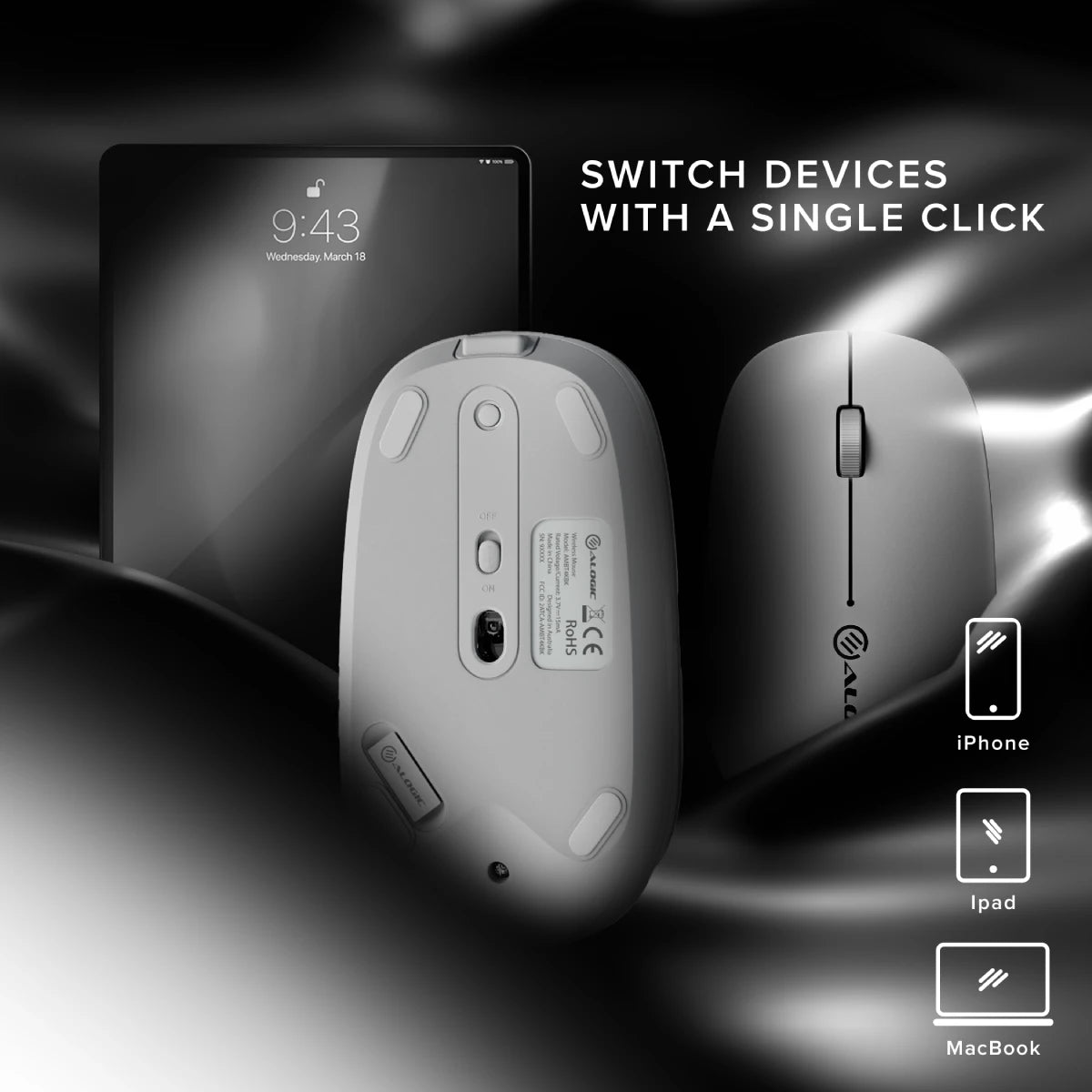 Echelon USB C Rechargeable Wireless Mouse - Slim Ergonomic Design for Laptop, PC, Mac - Perfect for Office, Home & Travel Use