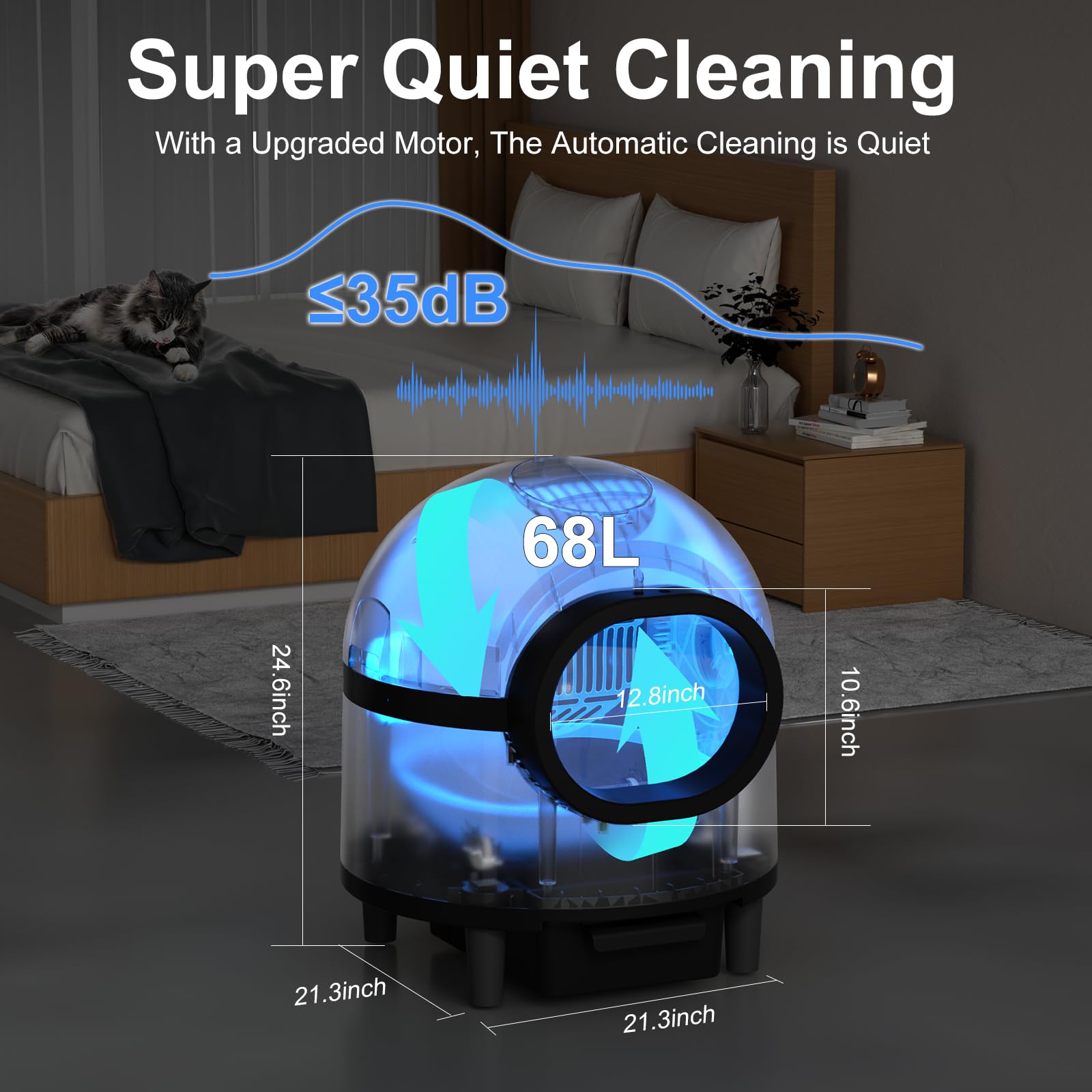 Self Cleaning Cat Litter Box - Extra Large Automatic Litter Box for Multiple Cats with Odor Control, Anti-Pinch Safety Protection - Includes Mat & Waste Bags - Perfect for Busy Pet Owners & Multi-Cat Households