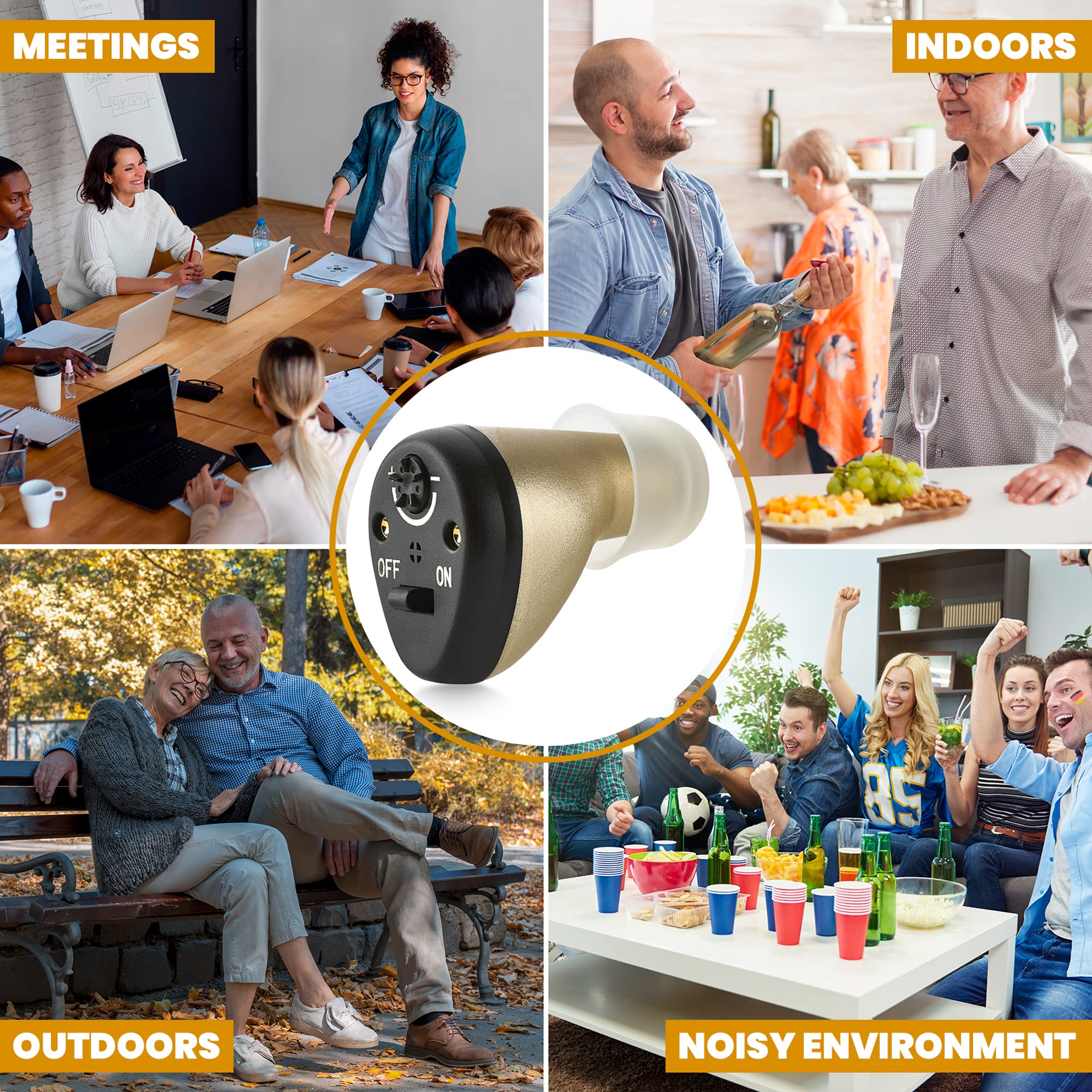 MEDca Rechargeable CIC Hearing Aids - Nearly Invisible Digital Hearing Amplifiers with Noise Cancelling & Feedback Reduction (Pair) - Perfect for Seniors, Meetings & Noisy Environments