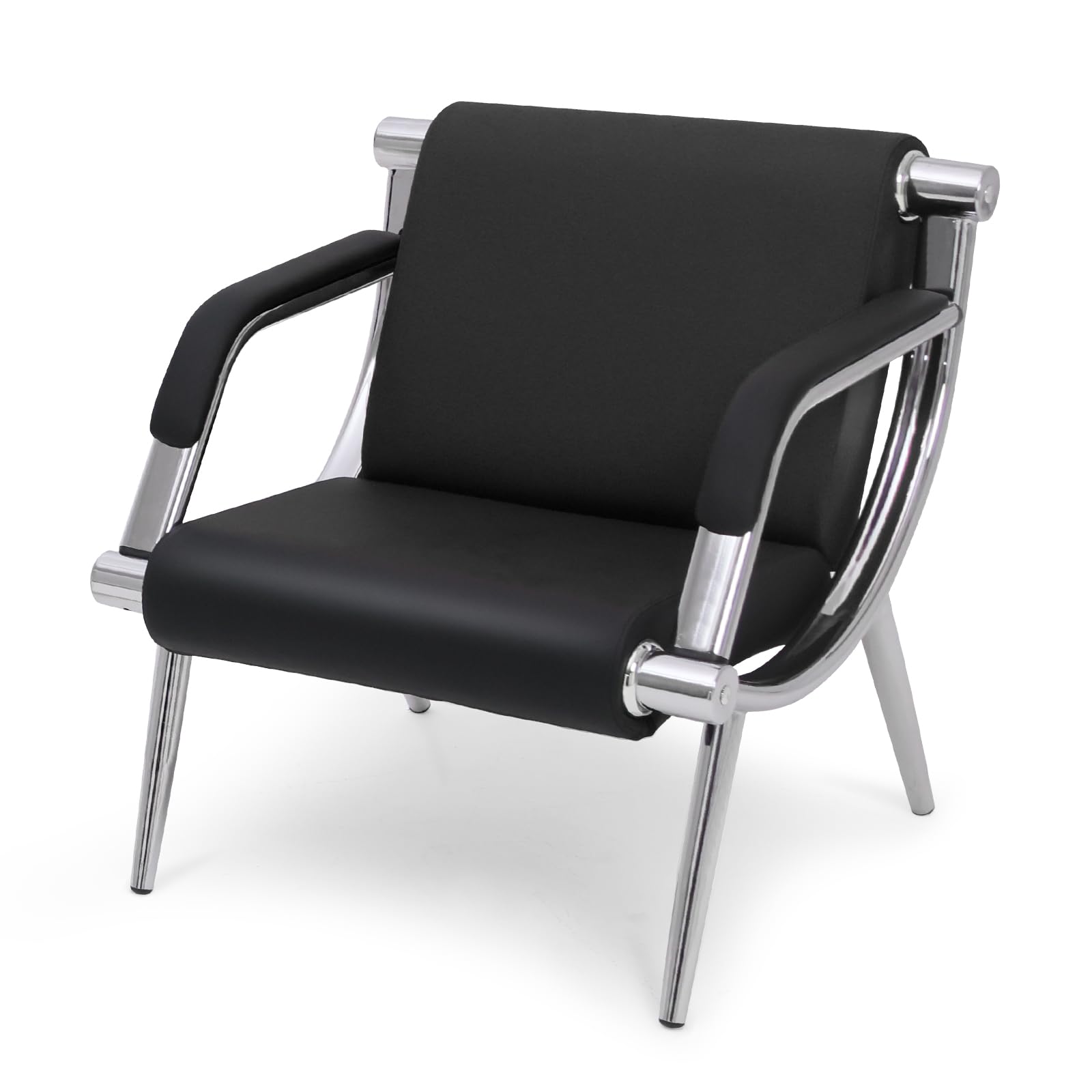 PU Leather Waiting Room Chair with Armrest - Ergonomic Office Guest Seating for Clinic, Airport, Hospital, Barber, Salon & Bank - Black Conference Reception Lobby Chair - Perfect for Professional Spaces & High-Traffic Areas