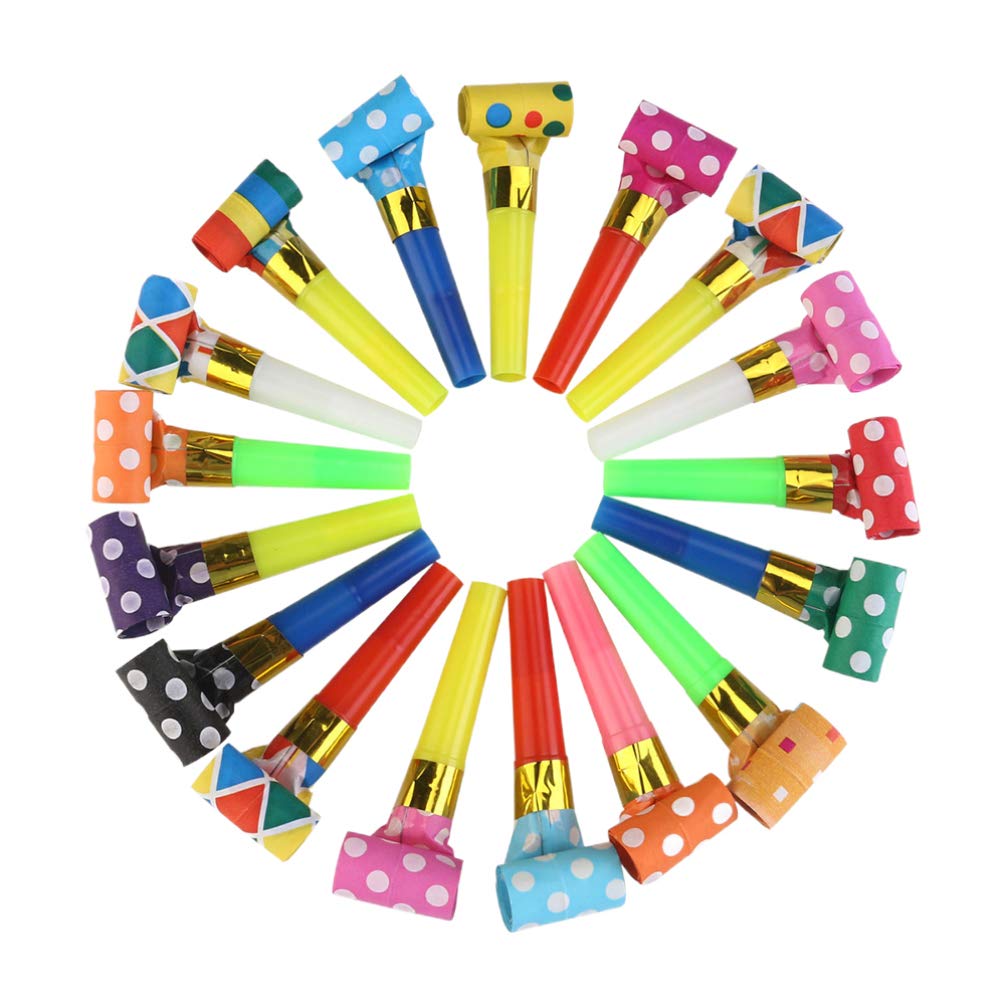 50pcs Colorful Party Blowers & Noisemakers - Fun Birthday Blowout Horns & Whistles for Kids - Bulk New Year's Eve Party Favors & Celebration Supplies - Perfect for Birthdays, Weddings, Carnivals & Festivals