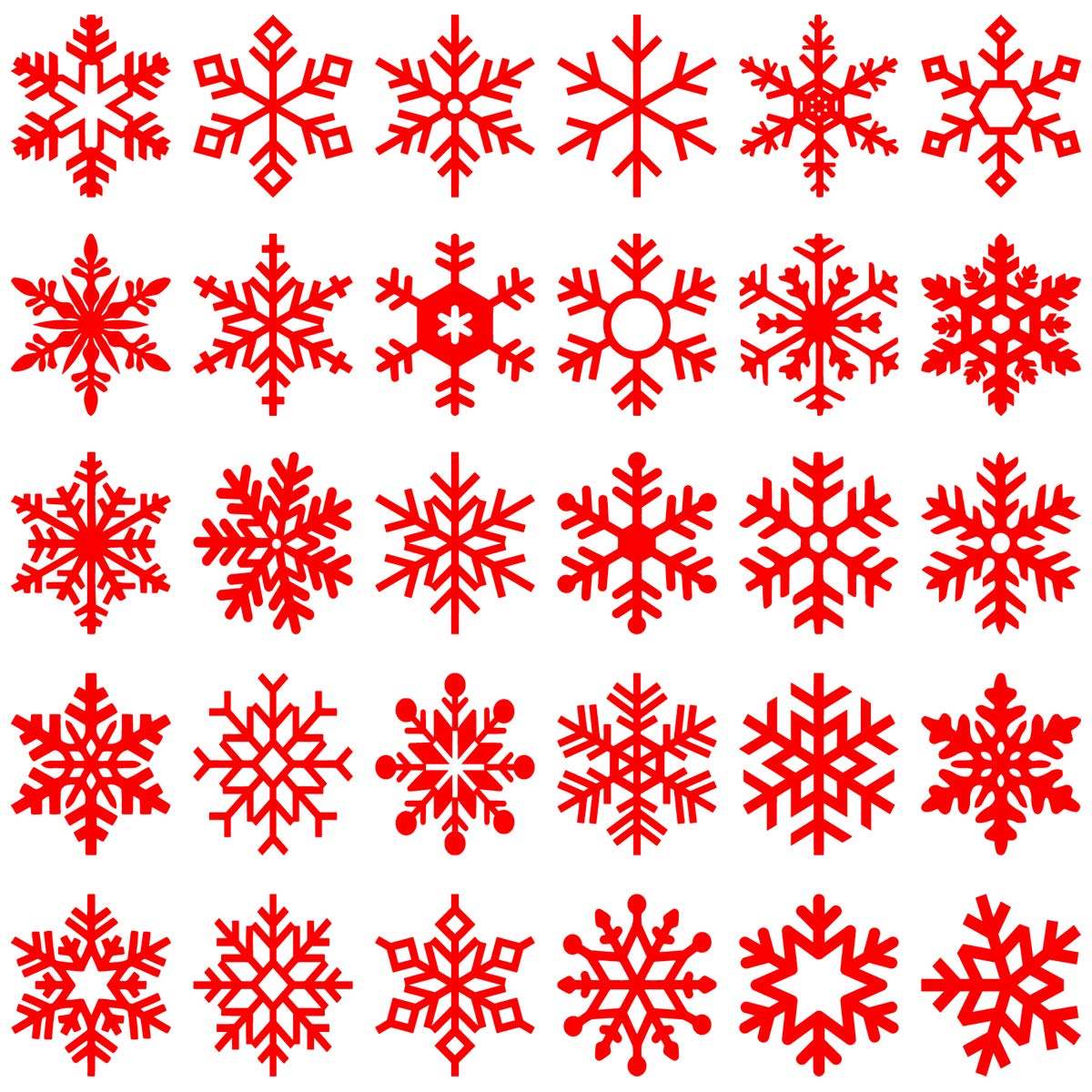 VWAQ Snowflake Wall Decals for Girls Bedroom - 30PCS Peel & Stick Winter Theme Stickers (Red) - Perfect for Nursery, Kids Room & Holiday Home Decor