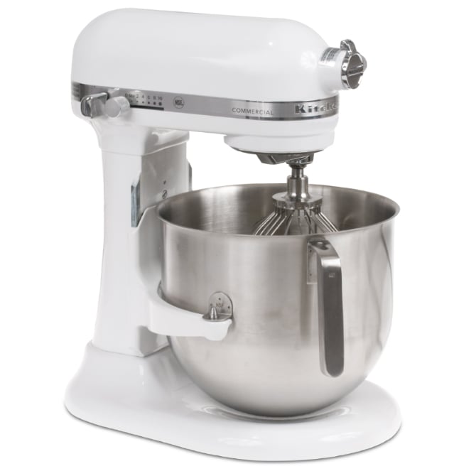 KitchenAid Commercial 8 Quart Stand Mixer - Powerful 575 Watt Motor, 8-Qt Stainless Steel Bowl - Perfect for Baking, Cooking & Large Batch Mixing (White)