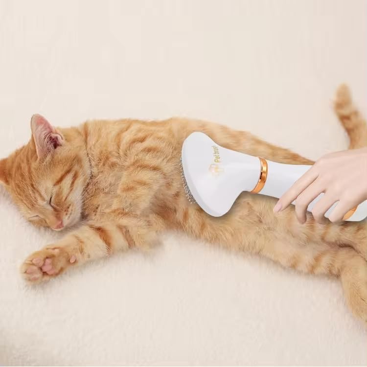 Pet Hair Dryer for Dogs & Cats - 2-in-1 Blow Dryer with Self-Cleaning Slicker Brush | Adjustable Temperature, Portable Grooming Tool | Perfect for Home Pet Grooming, Bath Time & Professional Use (Round)