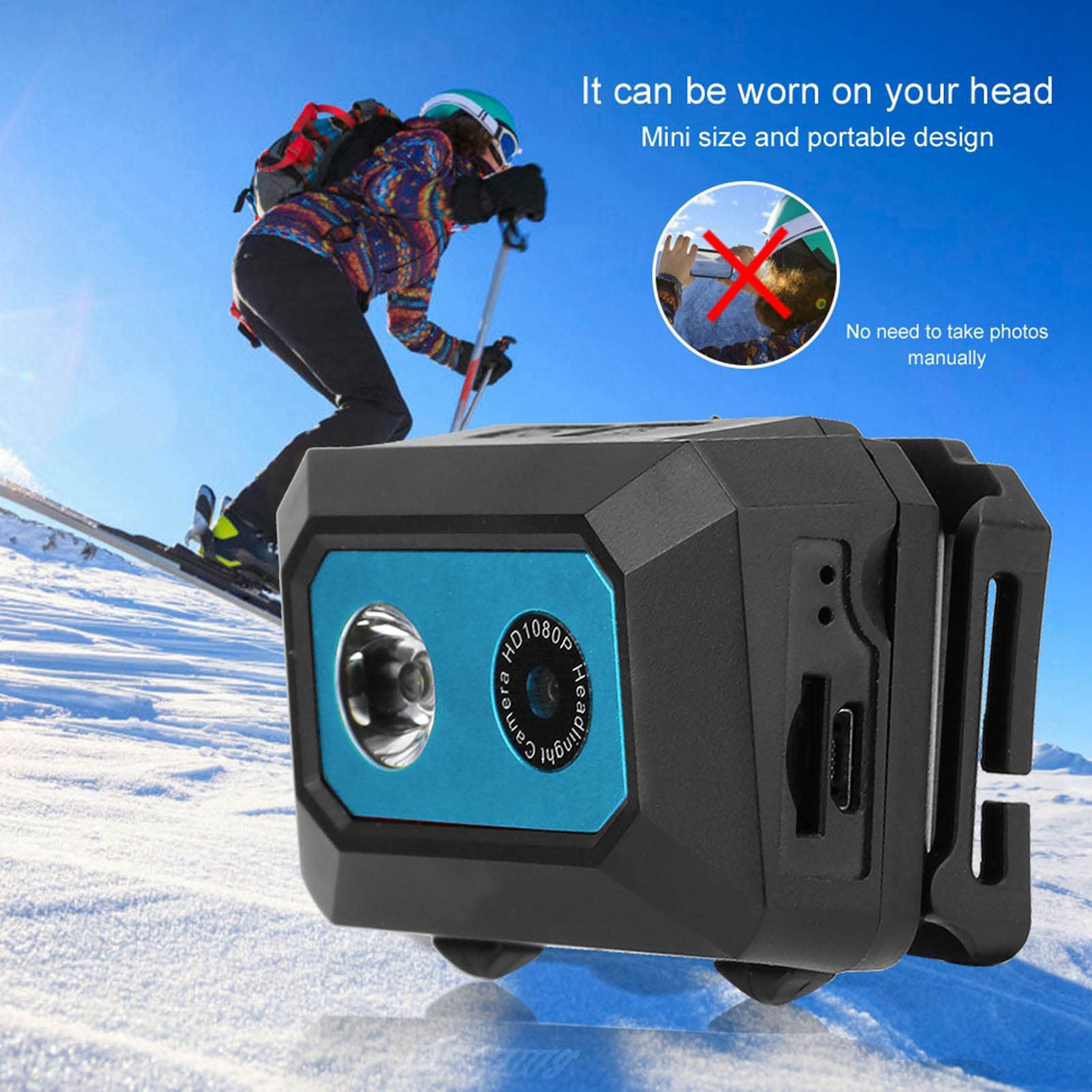 **Zixyqol Action Camera - 4K HD Head Mounted Sports Camera with DVR Recorder | Wearable Vlogging Camera for Cycling, Skiing, Hiking & Home Security | Waterproof & Lightweight (Black & Blue)**