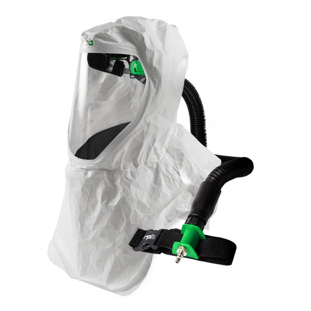 NIOSH Certified T200 Respirator Hood - Lightweight Tyvek PAPR/SAR with Head Harness & Bump Cap - Healthcare Worker Protection for Hospitals & Laboratories