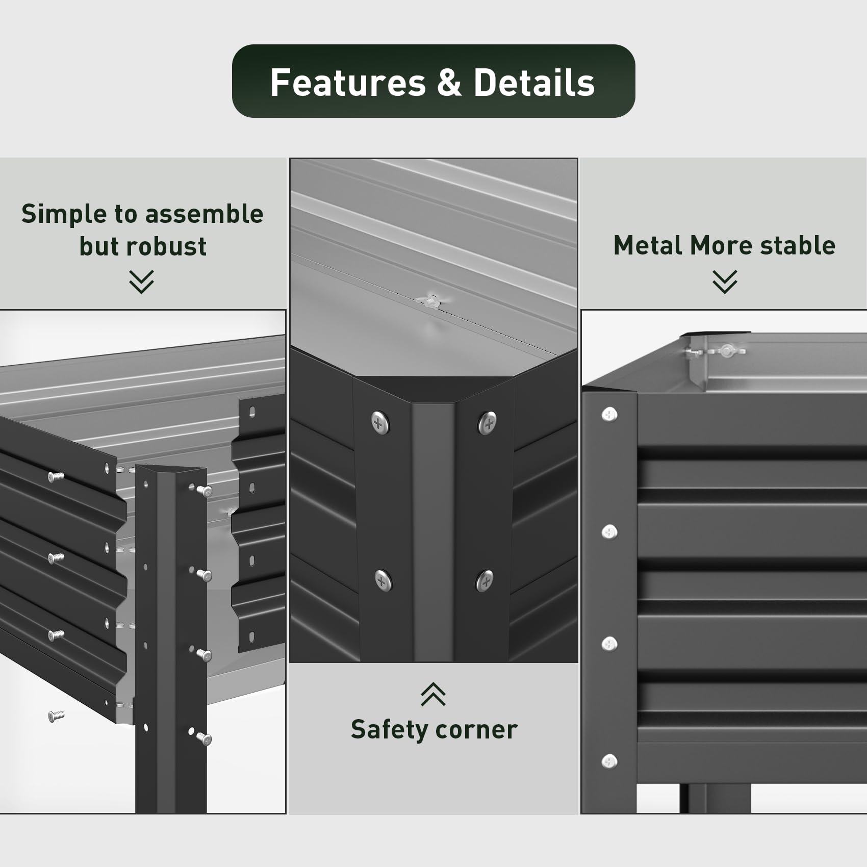 Galvanized Raised Garden Bed 48x24x32in - Elevated Metal Planter Box with Legs for Vegetables, Flowers & Herbs - Outdoor Gardening Kit for Backyard, Patio & Balcony - Easy Assembly Black Metal Garden Box