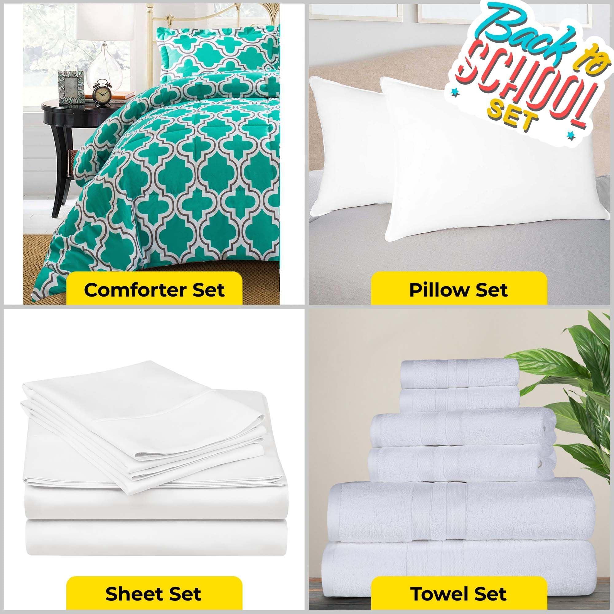 Back to School Essentials Kit - Twin/Twin XL Dorm Bedding Set in Teal Blue - Perfect for College Dorm Rooms & Student Housing