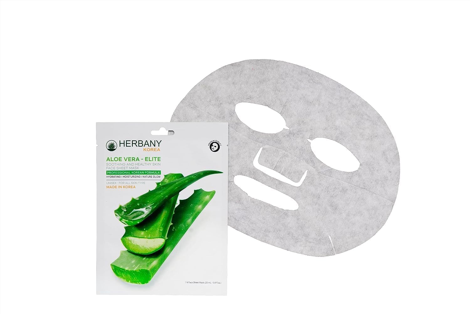 HERBANY KOREA ALOE ELITE Soothing Face Sheet Mask - Korean Skincare for Healthy Skin, 4-Pack (25ml Each) | Hydrating & Calming Treatment for Dry, Sensitive Skin - Perfect for Daily Use & Spa Nights