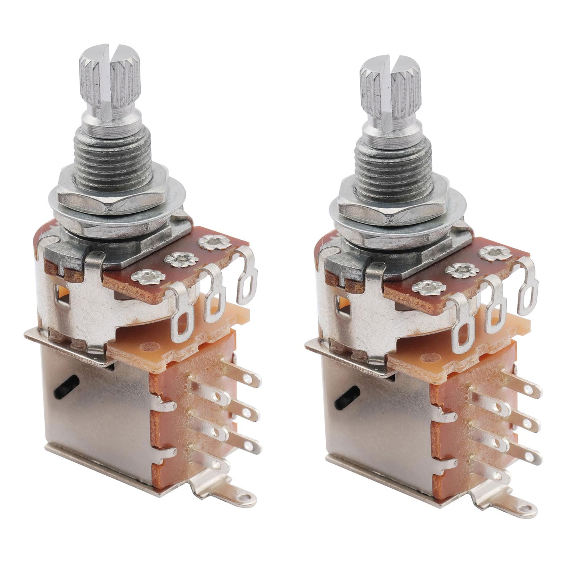 Musiclily A500K Push Pull Potentiometer - 500K Ohm Audio Taper Split Shaft Guitar Volume/Tone Control - Compatible with Electric Guitar & Bass (2-Pack) - Perfect for DIY Guitar Mods & Tone Customization