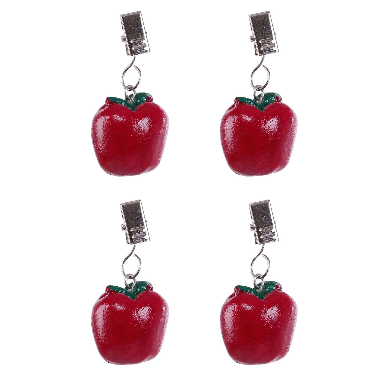 TwoFish Home Set of 4 Resin Red Apple Tablecloth Weights - Decorative Table Clamps for Outdoor Picnics, Garden Parties & Home Decor (Pack of 4)