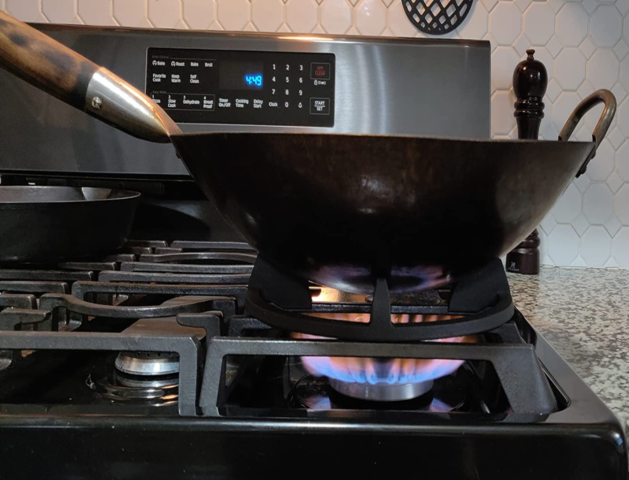 Heavy Duty Cast Iron Wok Ring - Non-Slip Burner Support for Round Bottom Wok Pans | Compatible with Samsung, LG, Whirlpool, GE, Frigidaire, KitchenAid Gas Stoves | Perfect for Asian Cooking, Stir-Frying & Deep Frying