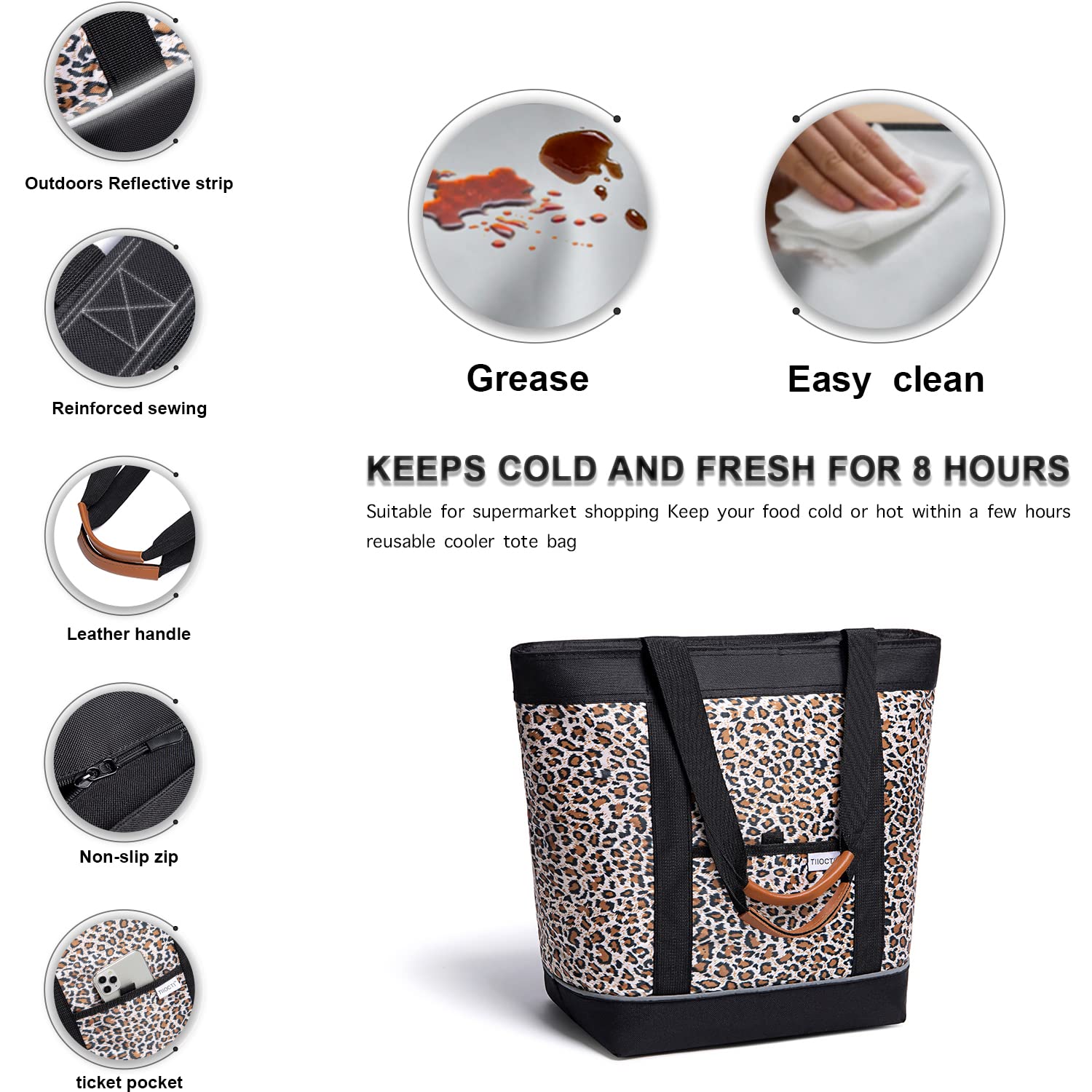Insulated Cooler Bag - Large Leak-Proof Reusable Grocery Tote for Women & Men | Keep Food, Drinks & Breastmilk Cold or Hot | Perfect for Delivery, Travel, Picnics & Beach Outings | BPA-Free & Eco-Friendly