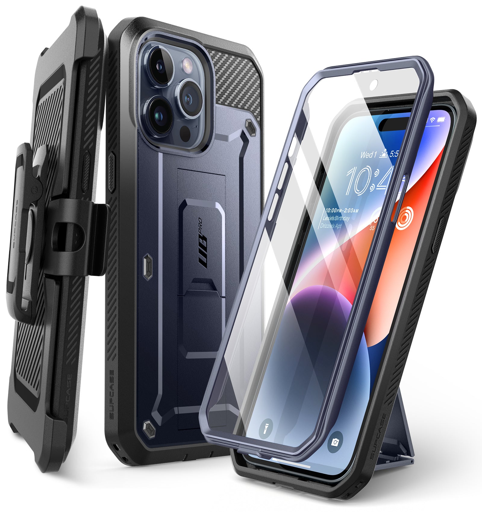 iPhone 15 Pro 6.1 Inch Unicorn Beetle Pro Rugged Case - Heavy Duty Protection, Shockproof & Drop Proof Cover - Dark Blue - Perfect for Outdoor Adventures, Construction Work & Extreme Sports