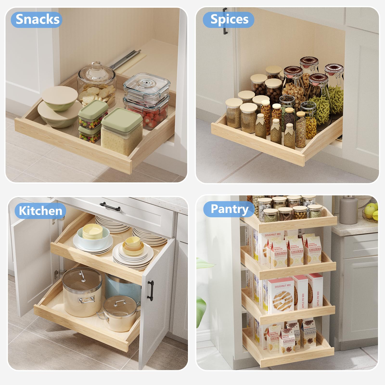 ROOMTEC Soft Close Pull Out Cabinet Organizer 25.5