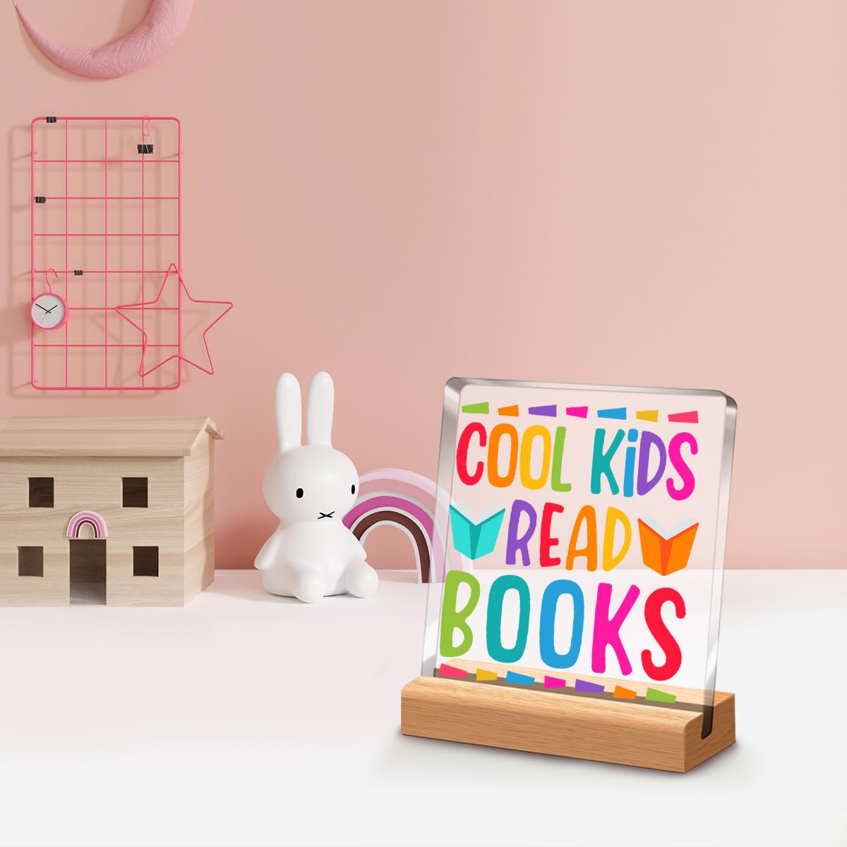 Cool Kids Read Books Acrylic Plaque - Inspirational Desk Decor for Children, Perfect Gift for Young Book Lovers (Boys & Girls), Classroom & Library Reading Sign, Nursery Shelf Decoration - Ideal for Bedrooms, Study Areas & Book-Themed Rooms A330