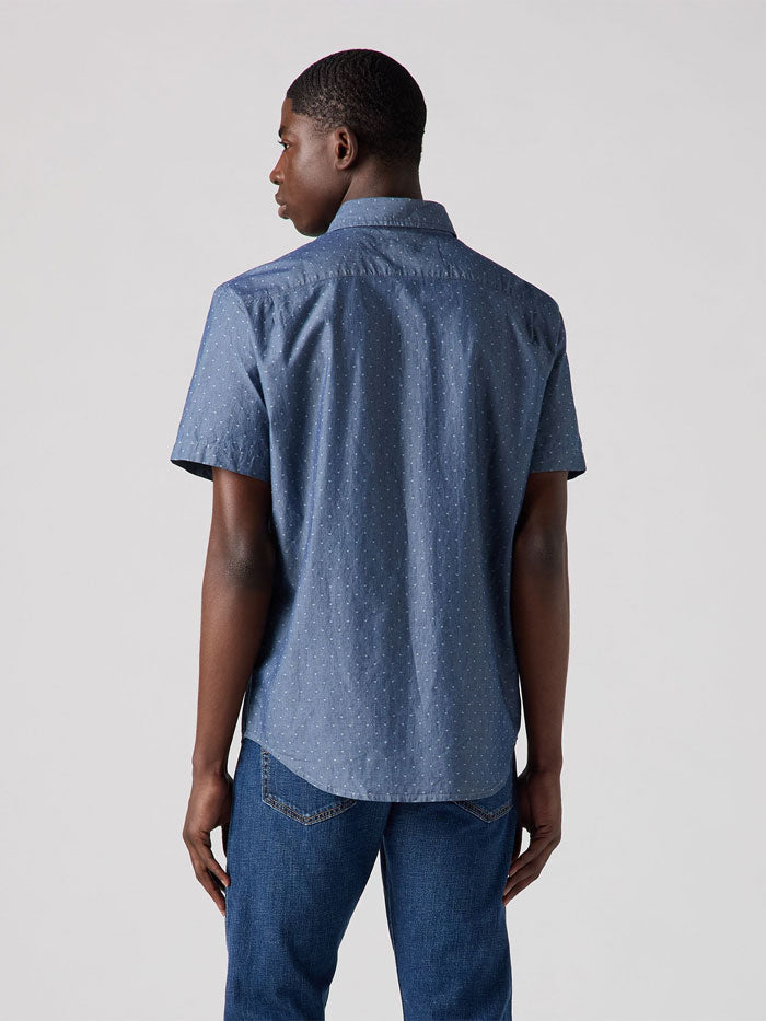 Levi's Men's Classic Standard Fit Short Sleeve Shirt - Normand Indigo Dobby | Casual Wear & Everyday Comfort for Work & Outings
