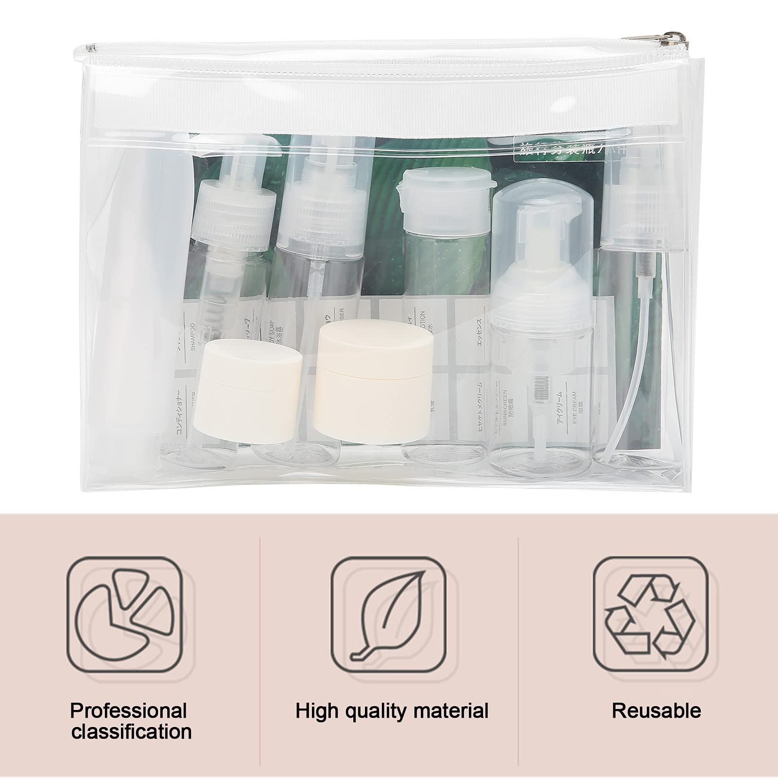 EXCLUZO 8-Piece Travel Bottle Set - Leak-Proof Refillable Clear Plastic Toiletry Containers for Shampoo, Lotion & Cosmetics | TSA Approved for Airplane Carry-On & Vacation Essentials