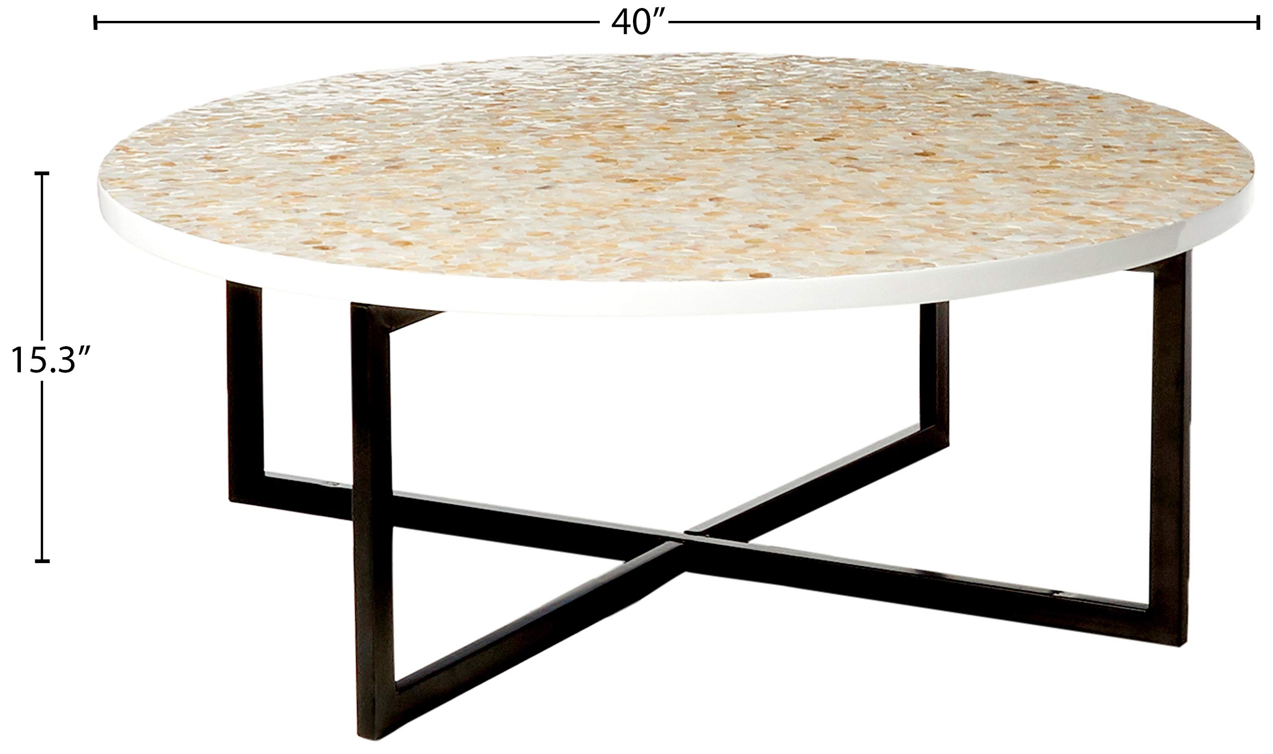 SAFAVIEH Home Collection Cheyenne Blue & White Coffee Table - Modern Living Room Centerpiece for Small Spaces & Apartment Decor