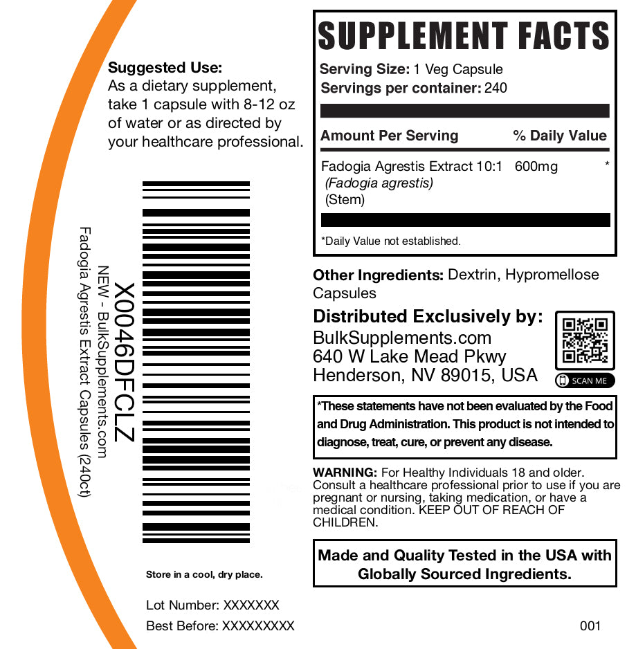 Premium Fadogia Agrestis Extract 1000mg Capsules - Natural Testosterone Booster & Energy Supplement for Men - Supports Workout Performance, Muscle Growth & Vitality - 60 Vegan Capsules for Daily Wellness Routine