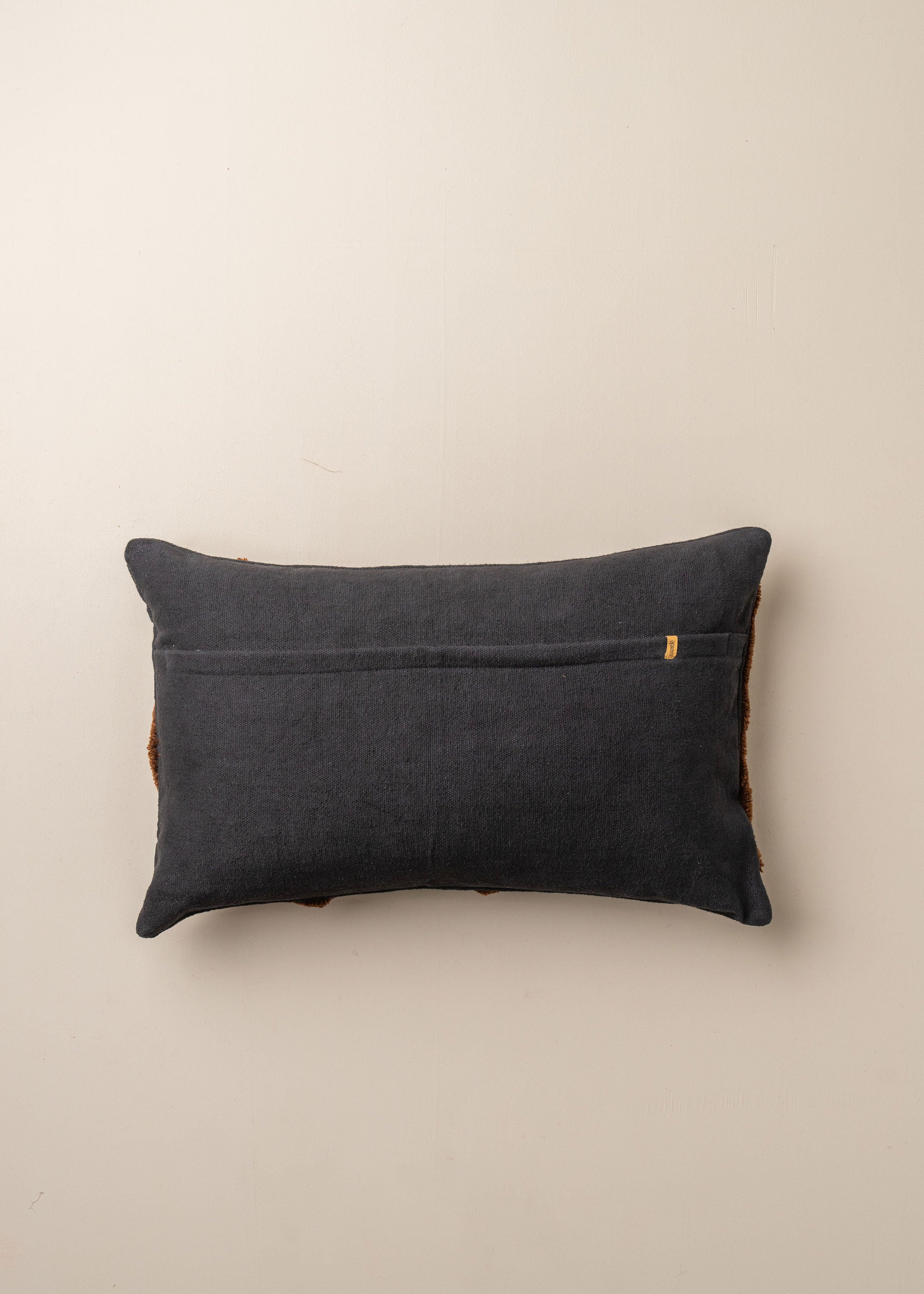Abstract Lumbar Cushion for Office & Car - Black/Chocolate - Ergonomic Back Support Pillow for Desk Chair, Sofa, and Long Drives