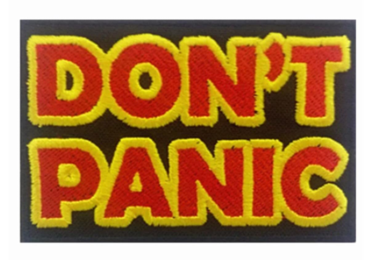 Don't Panic Embroidered Iron-On Patch - Cartoon Hikers Guide to The Galaxy - Perfect for Backpacks, Jackets & DIY Crafts