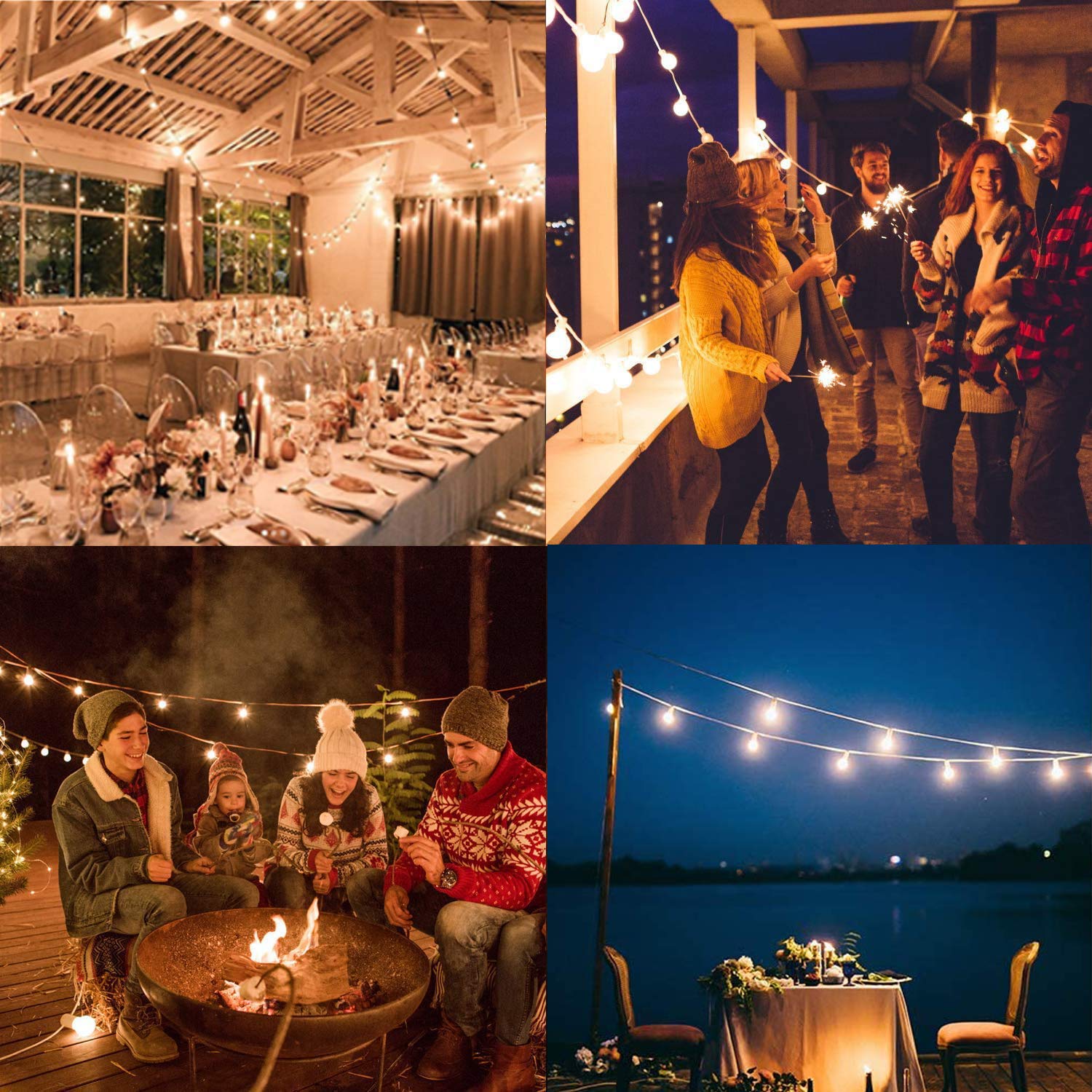 GOOTHY 25Ft Waterproof Connectable Globe LED String Lights with 14 Plastic Bulbs - Indoor/Outdoor Decorative Lighting for Bedroom, Patio, Garden, Bistro, Backyard & Wedding Parties (White)
