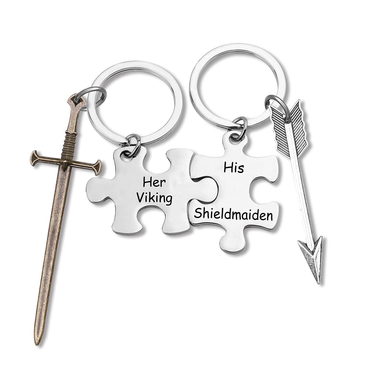 Viking Couple Keychain & Bracelet Set - His & Hers Jewelry for Couples