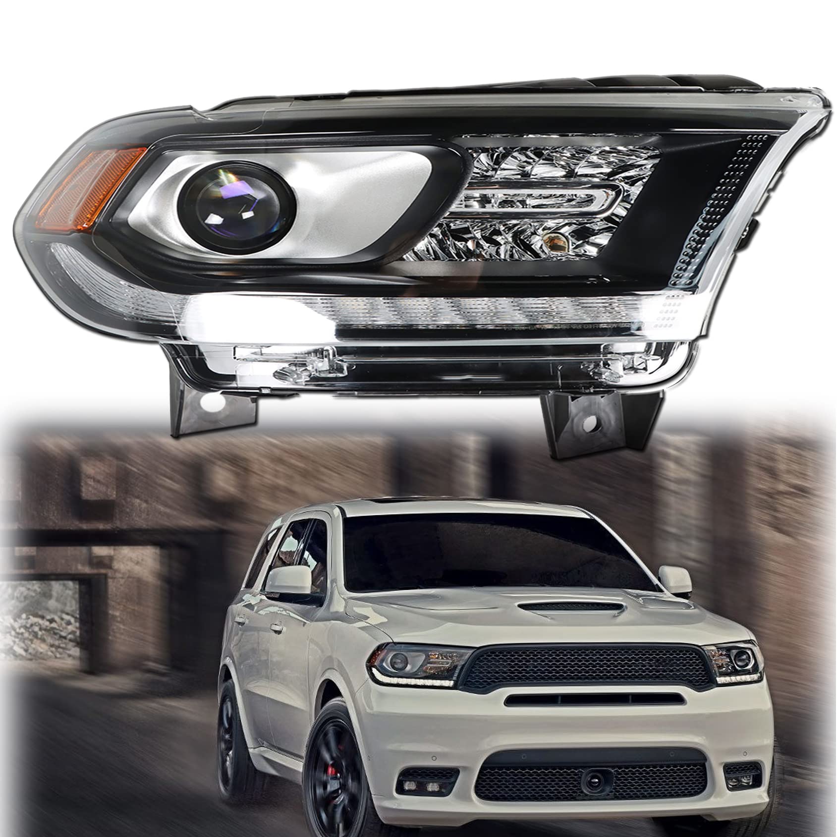 2016-2020 Dodge Durango Passenger Side Headlight Assembly Replacement - Halogen Type OEM# 68299130AF - Perfect for Night Driving & Off-Road Adventures